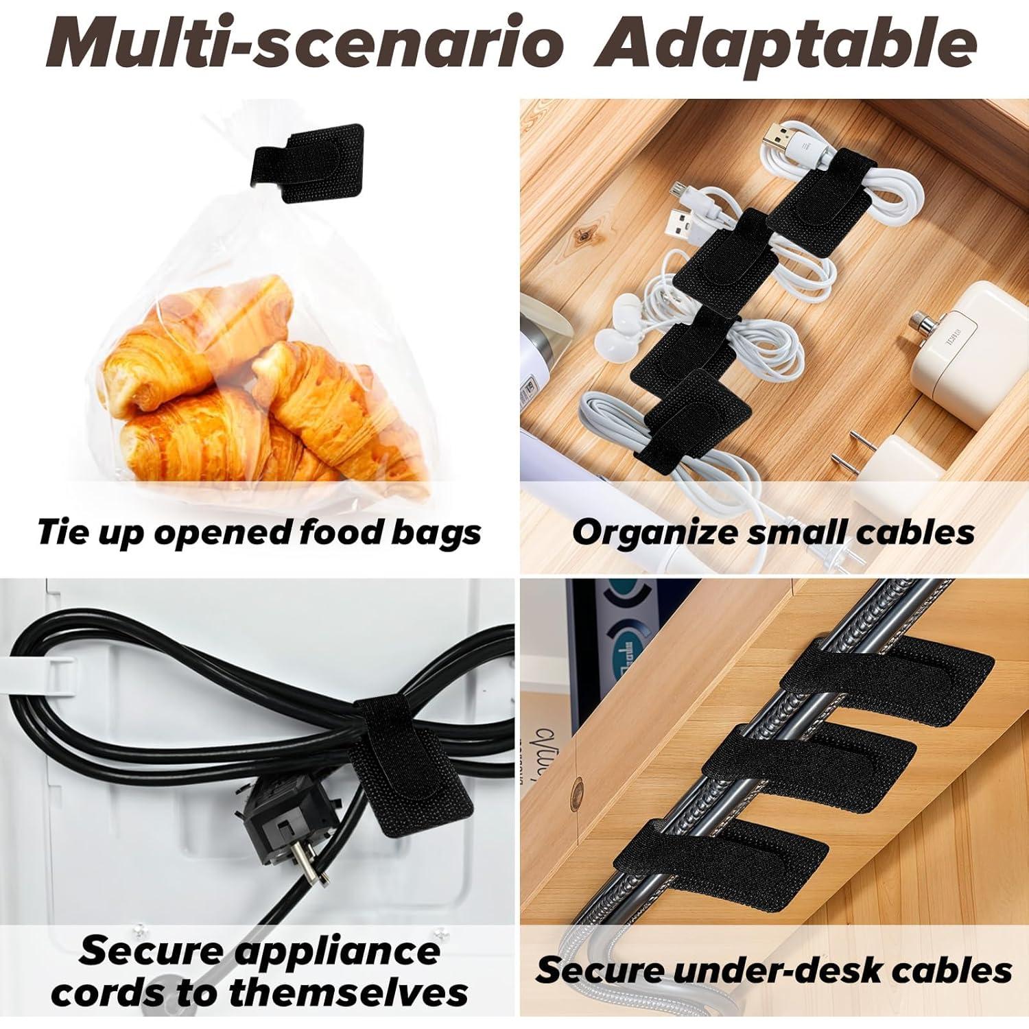 50 Ataduras de Cable Autoadhesivas Gancho y Bucle LiExopr