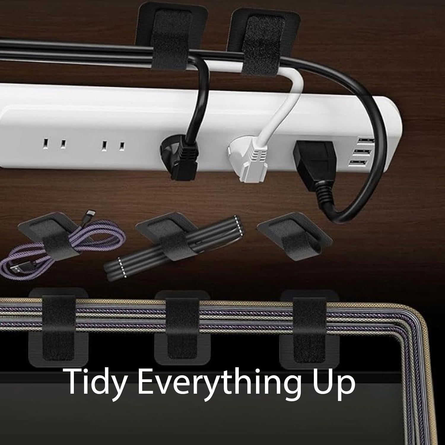 50 Ataduras de Cable Autoadhesivas Gancho y Bucle LiExopr