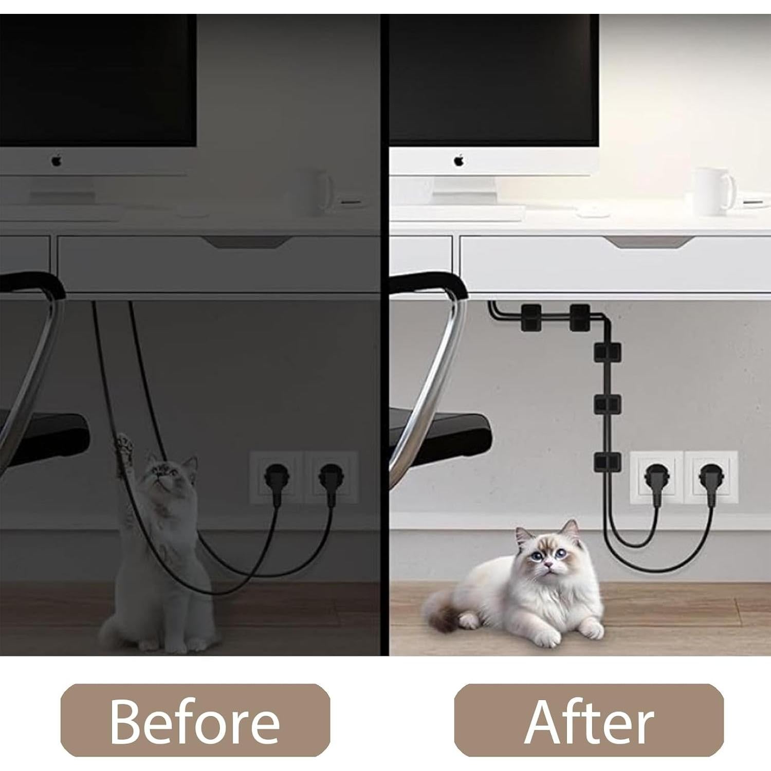 50 Ataduras de Cable Autoadhesivas Gancho y Bucle LiExopr