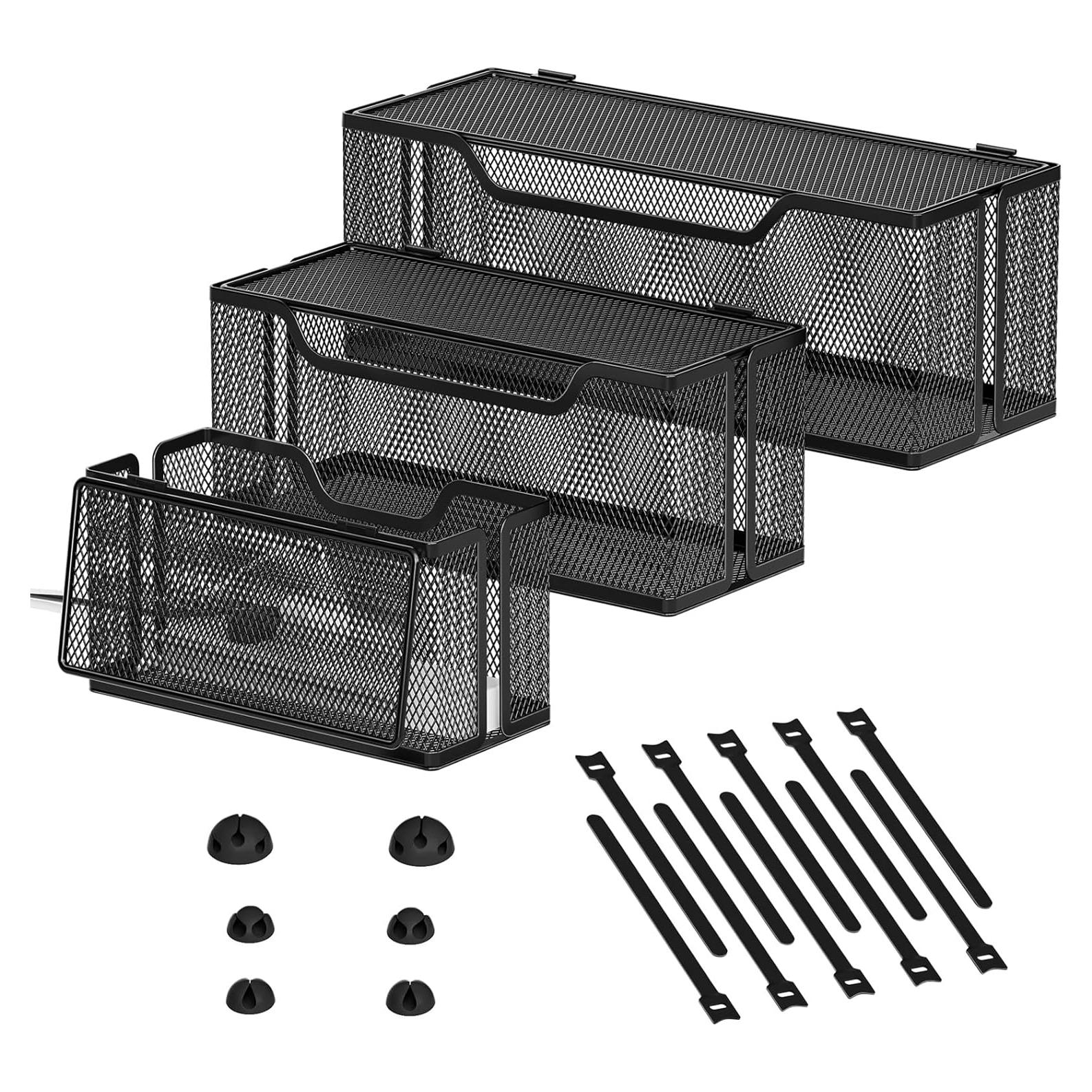 Caja de Gestión de Cables Marbrasse 3 Piezas Negra