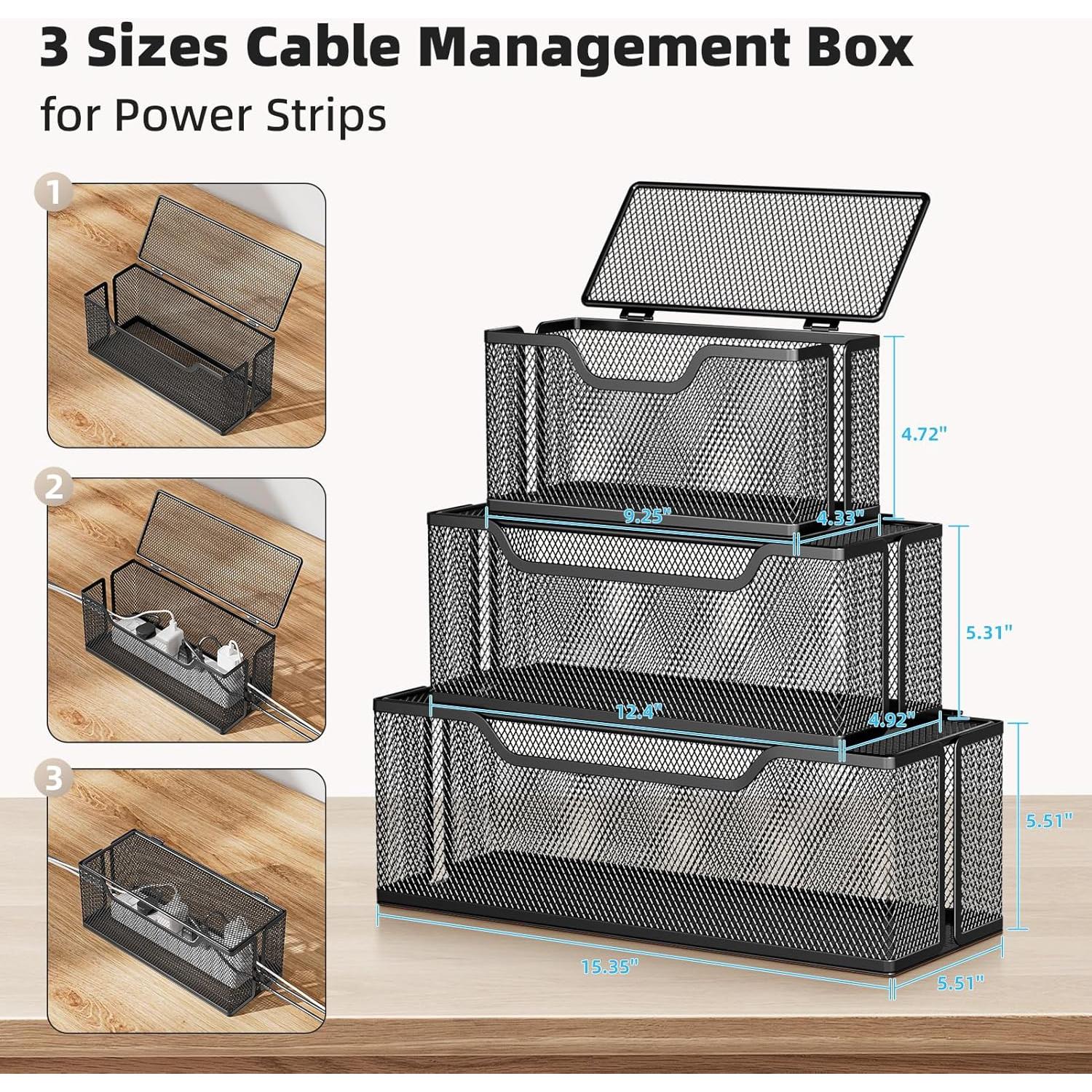 Caja de Gestión de Cables Marbrasse 3 Piezas Negra