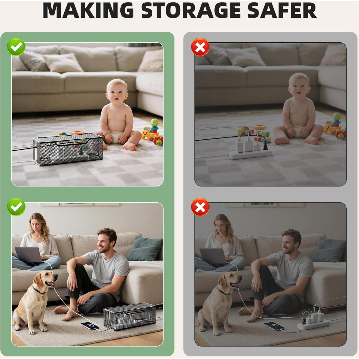 Caja de Gestión de Cables Marbrasse 3 Piezas Negra