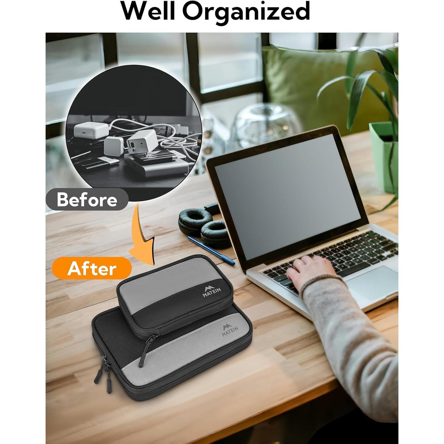 MATEIN Estuche Organizador de Cables 2 Pack Resistente al Agua