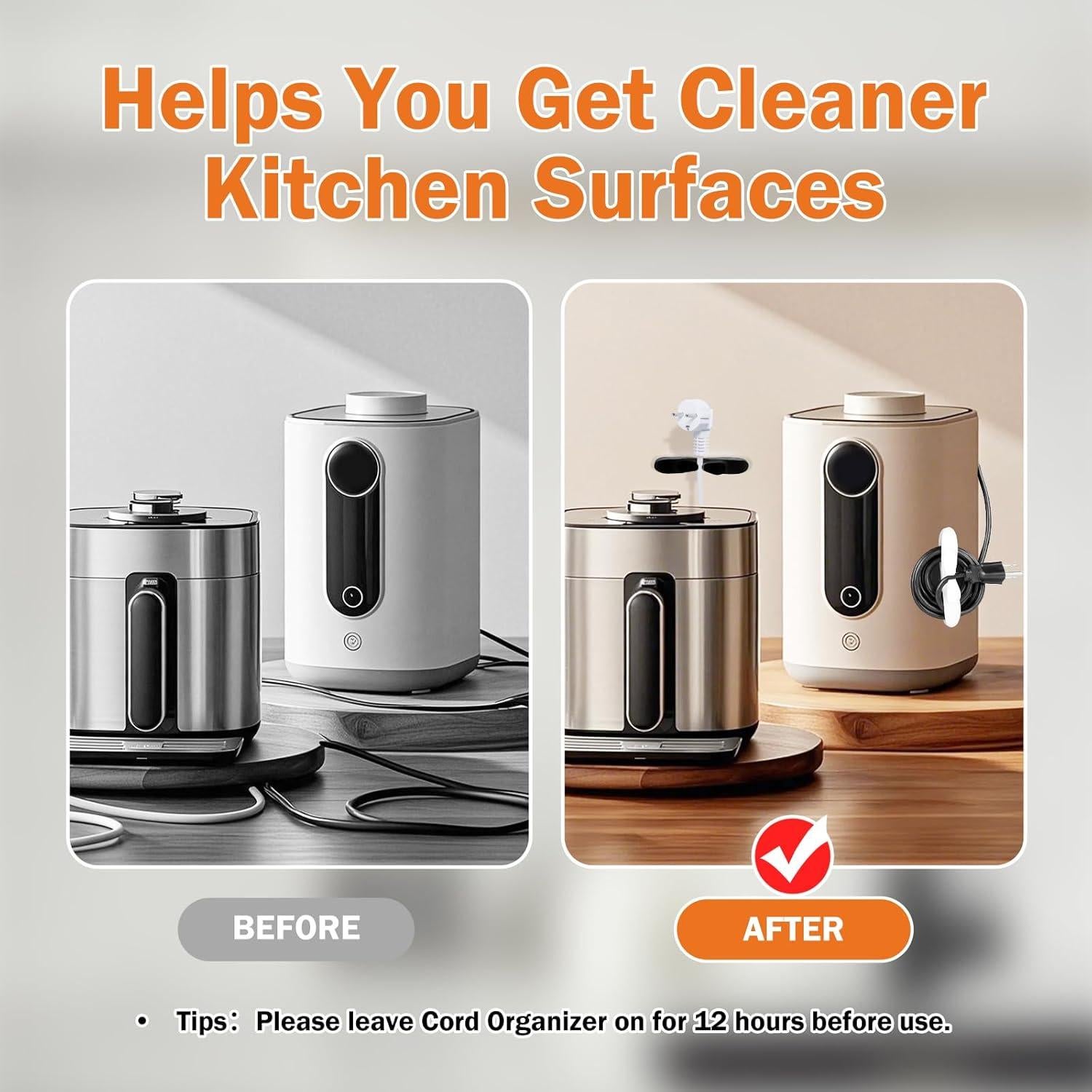 Organizador de Cables de Cocina Adhesivo - 4 Piezas Blanco