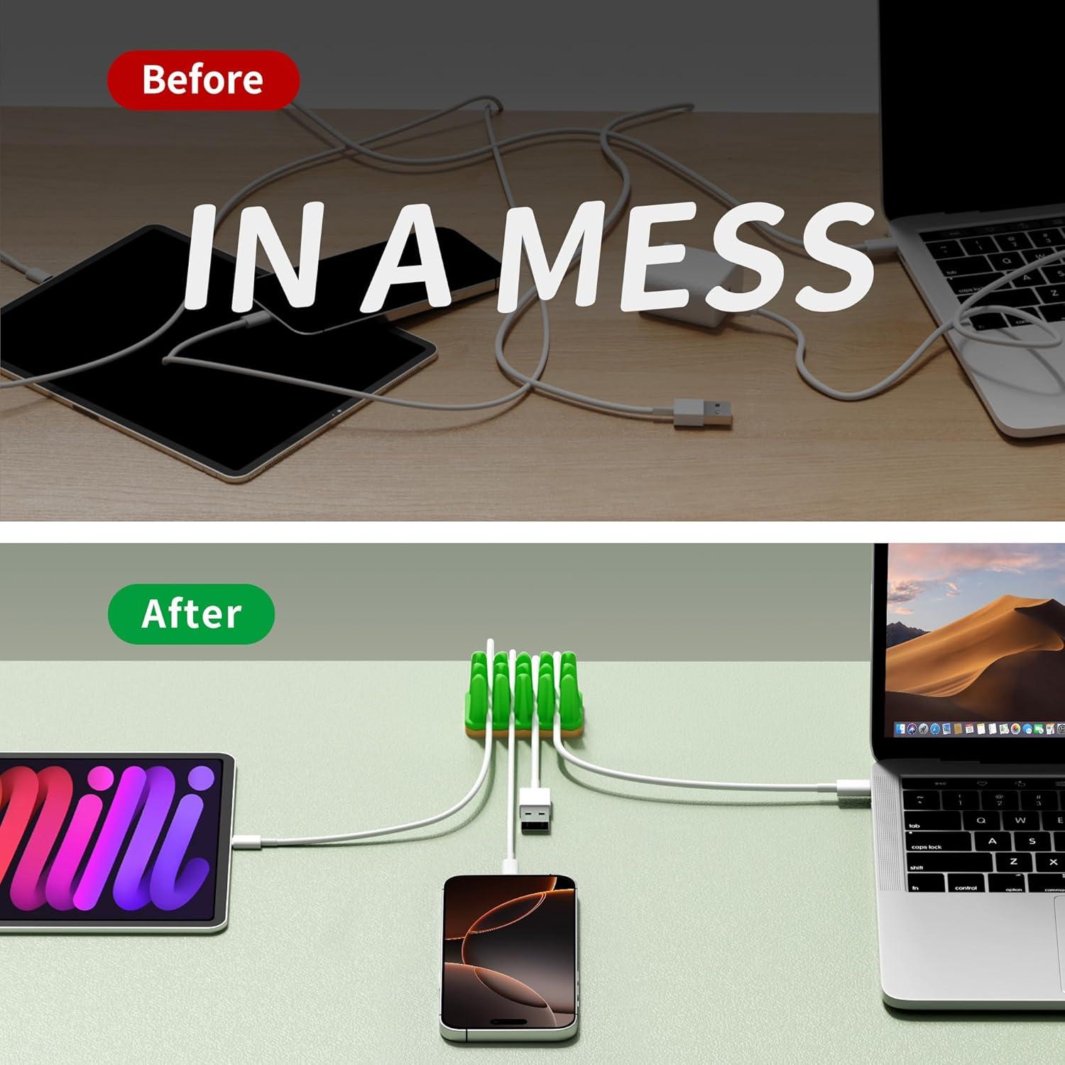 Organizador de Cables de Silicona Litumfen - 2 Piezas Verde