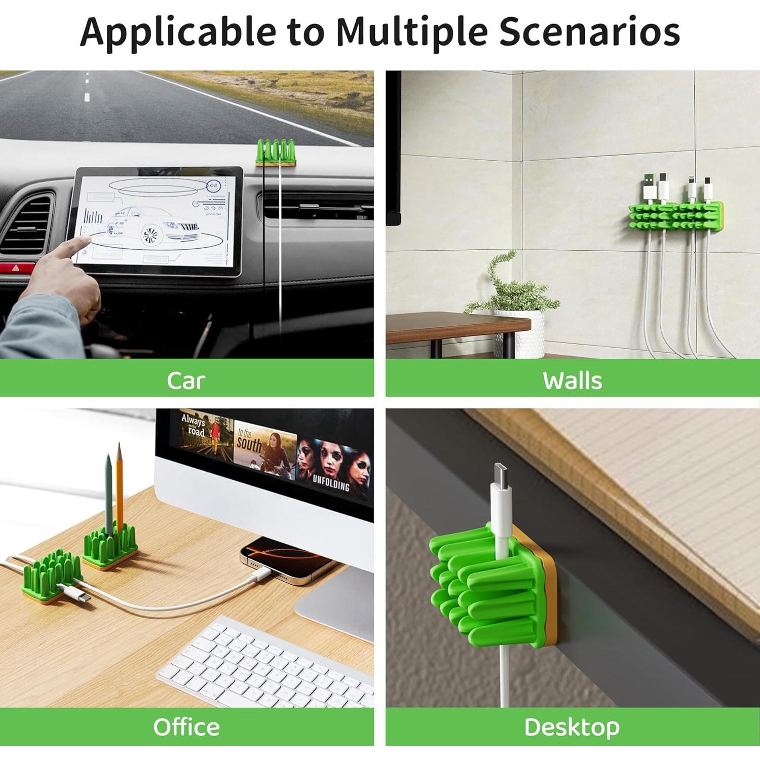 Organizador de Cables de Silicona Litumfen - 2 Piezas Verde