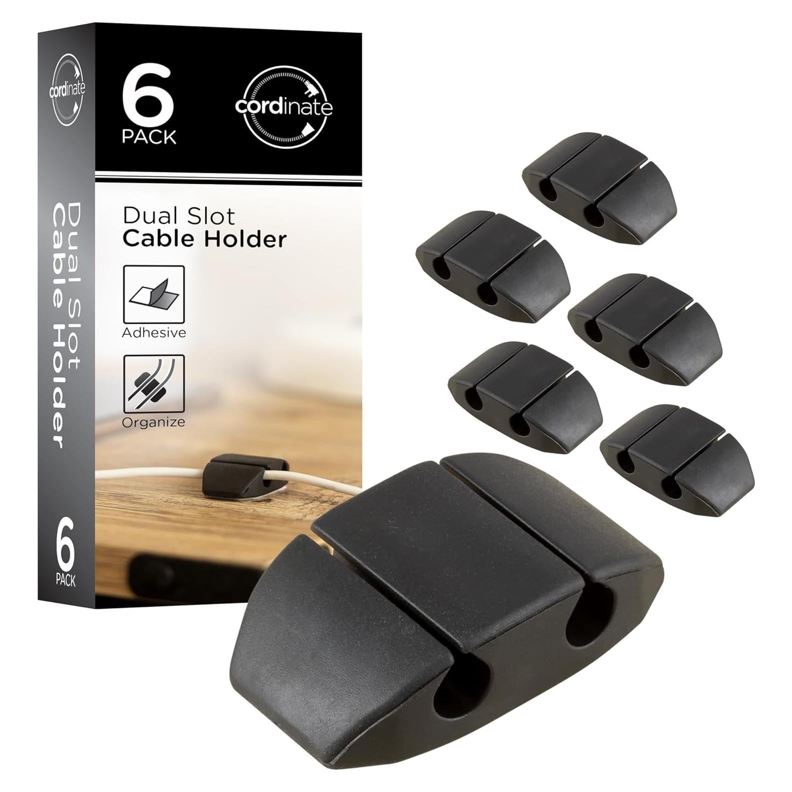 Organizador de Cables Cordinate - Paquete de 6 Clips Adhesivos