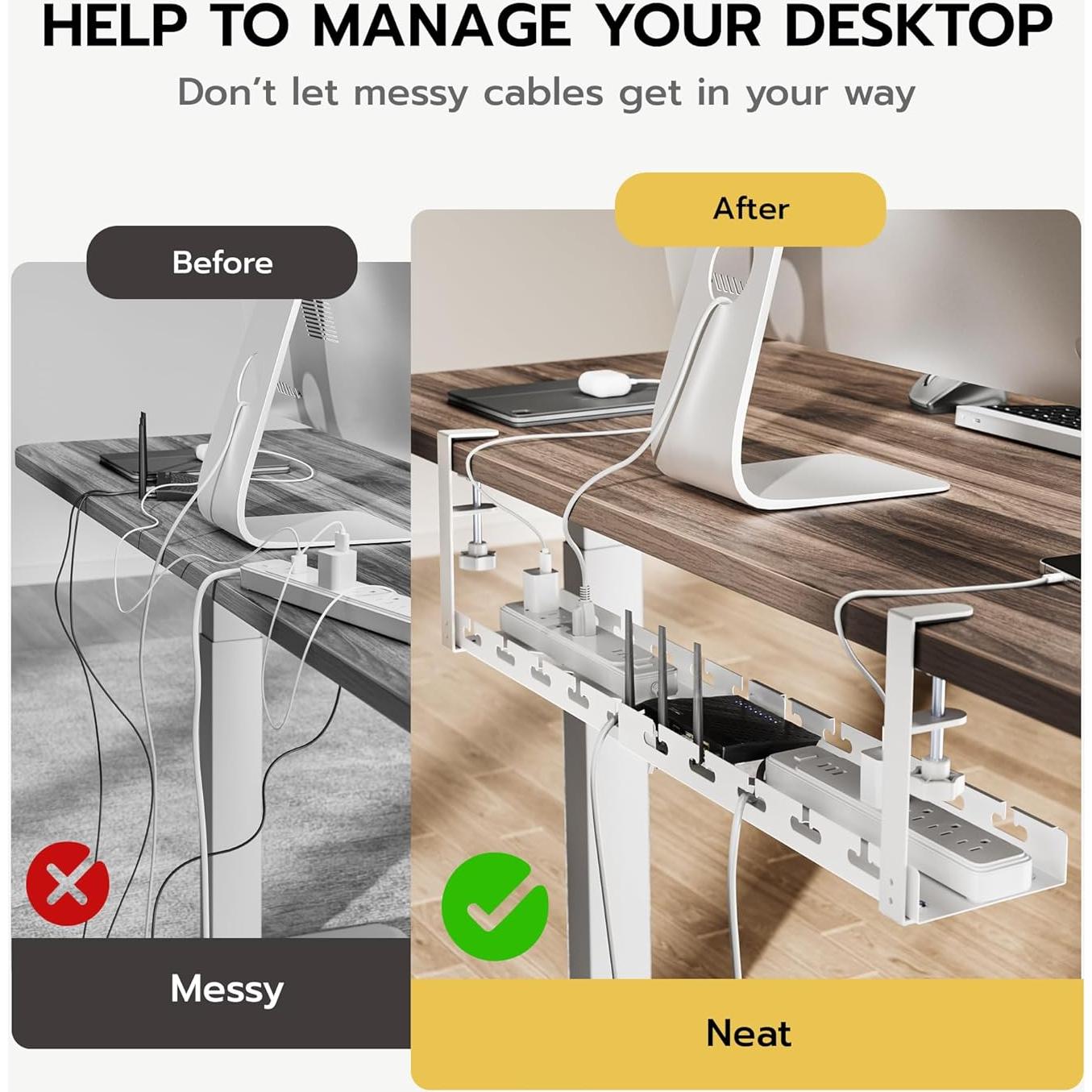 Bandeja de Gestión de Cables ARES Extensible 43-73 cm Blanca