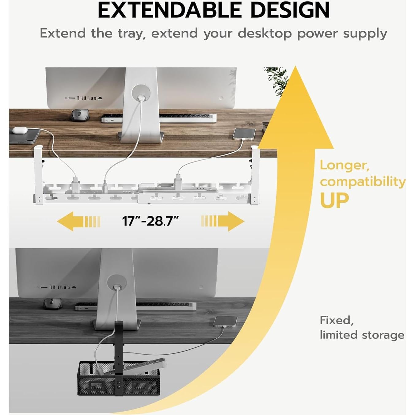 Bandeja de Gestión de Cables ARES Extensible 43-73 cm Blanca