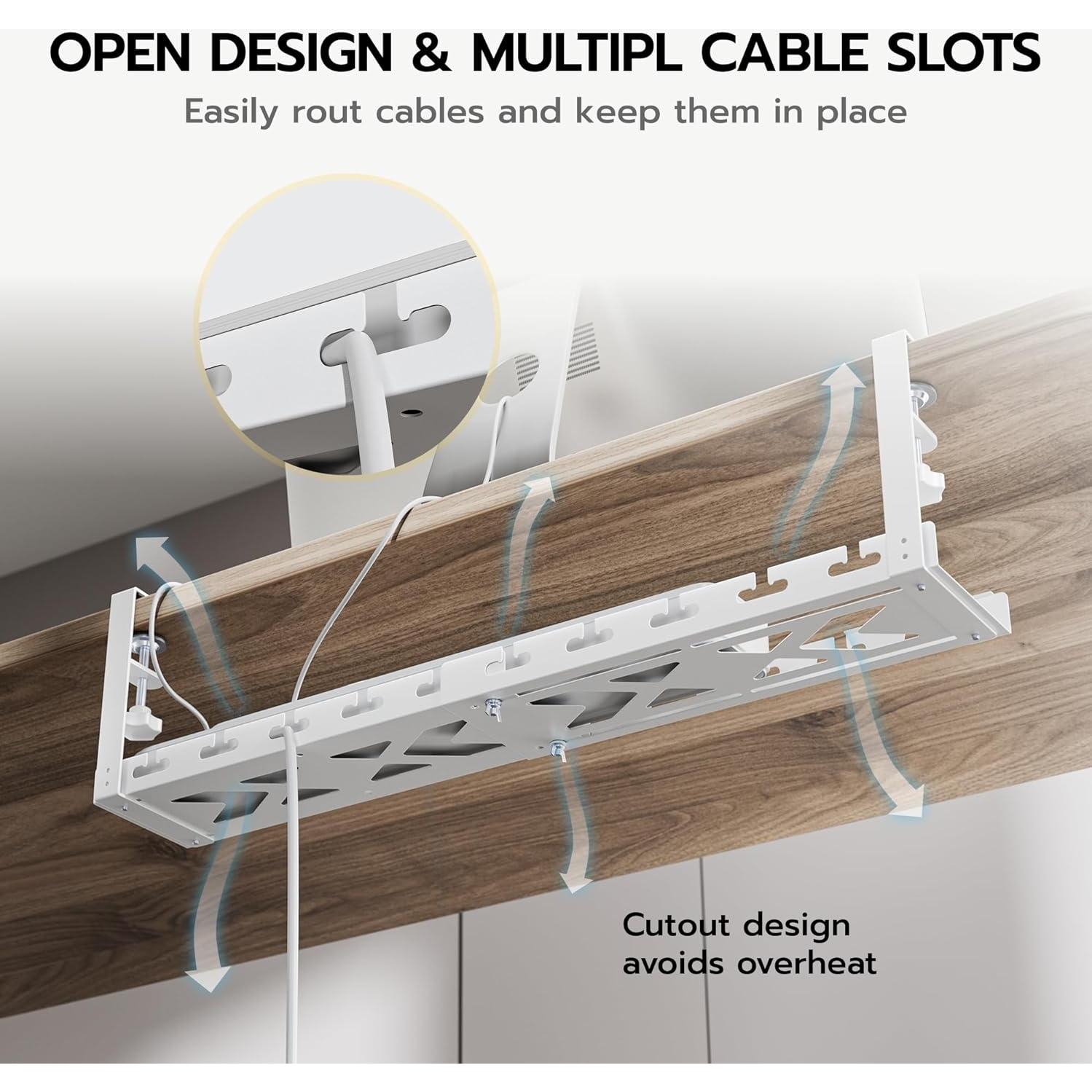 Bandeja de Gestión de Cables ARES Extensible 43-73 cm Blanca