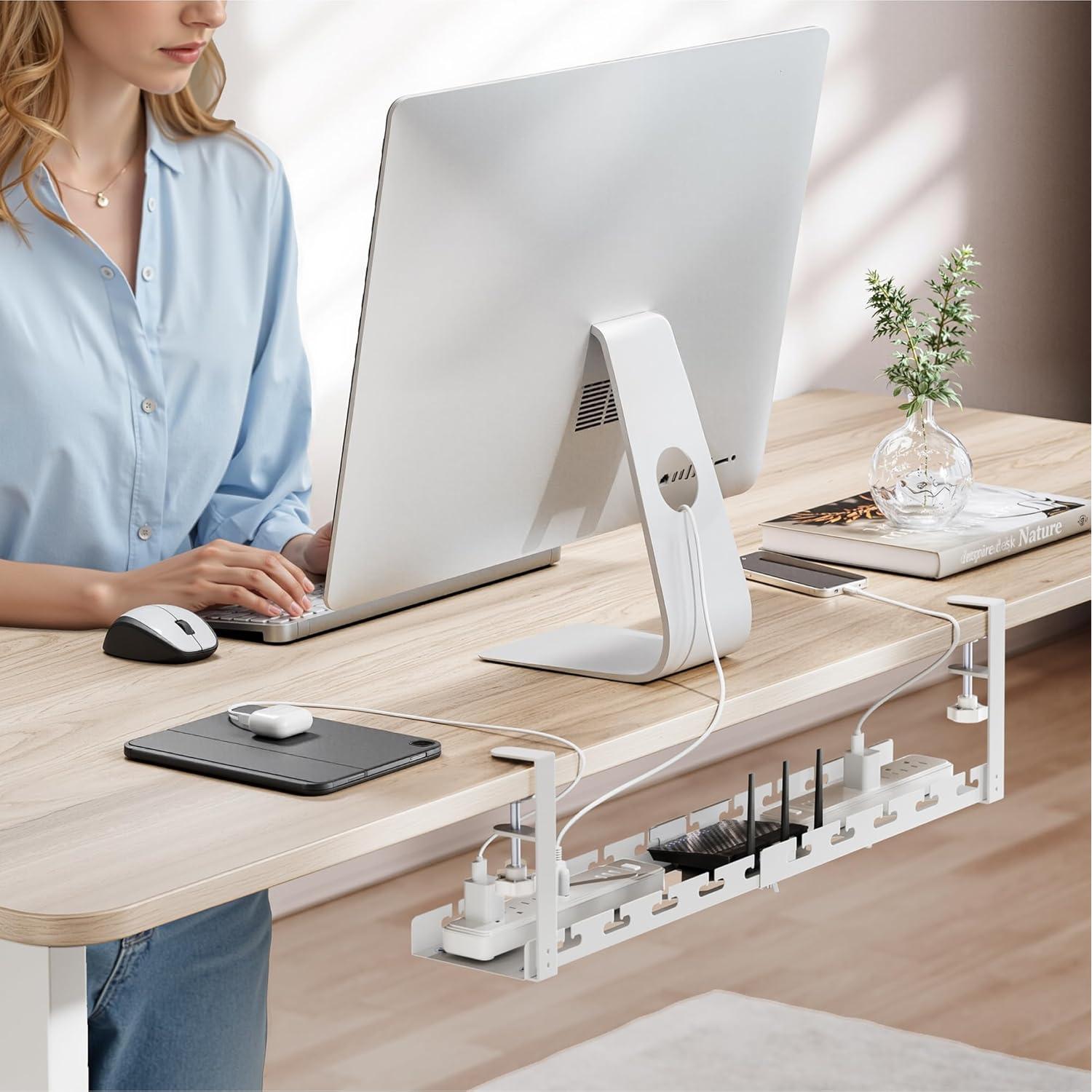 Bandeja de Gestión de Cables ARES Extensible 43-73 cm Blanca