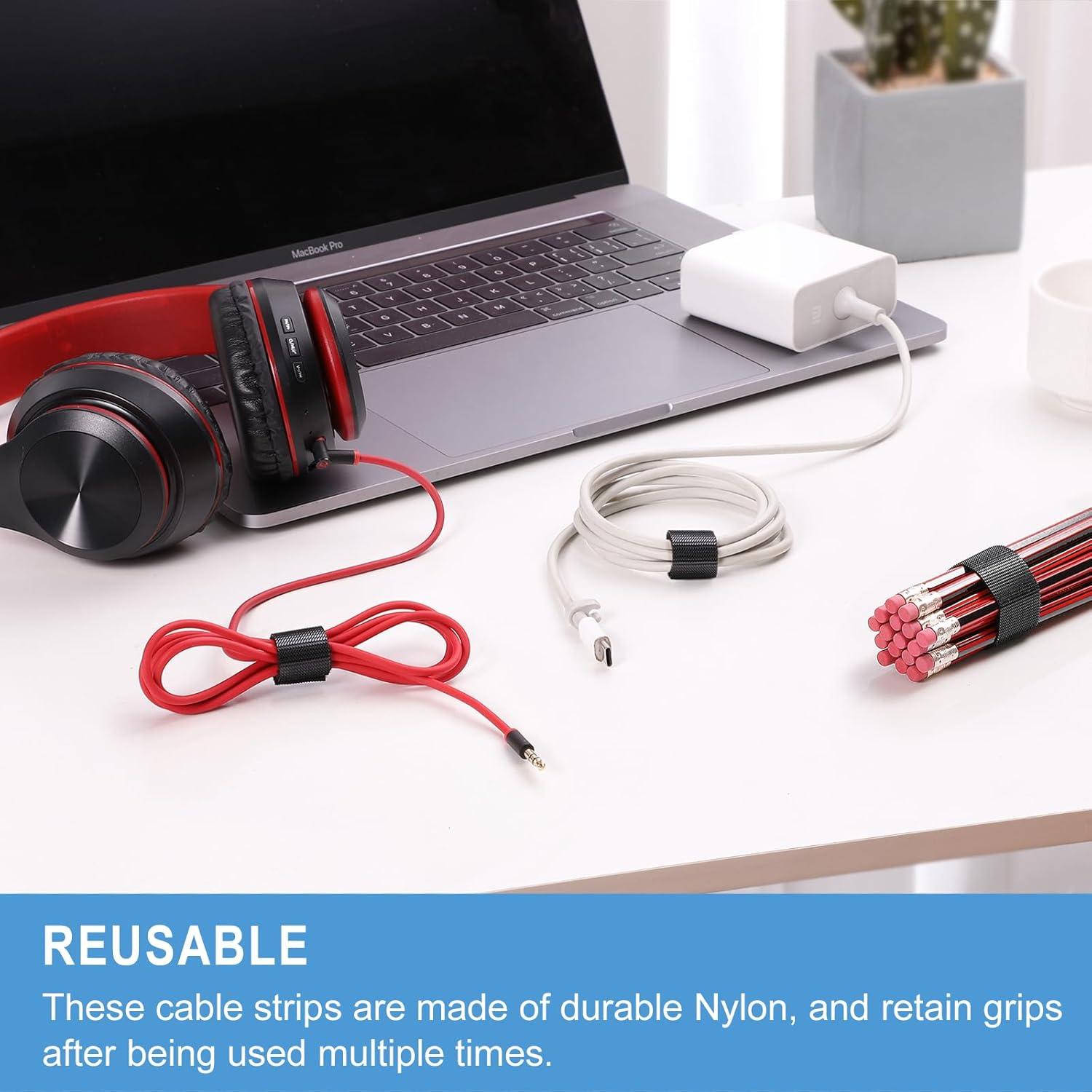 Bridas Reutilizables QTBLY 20.32 cm 100 Pcs Ajustables Negro