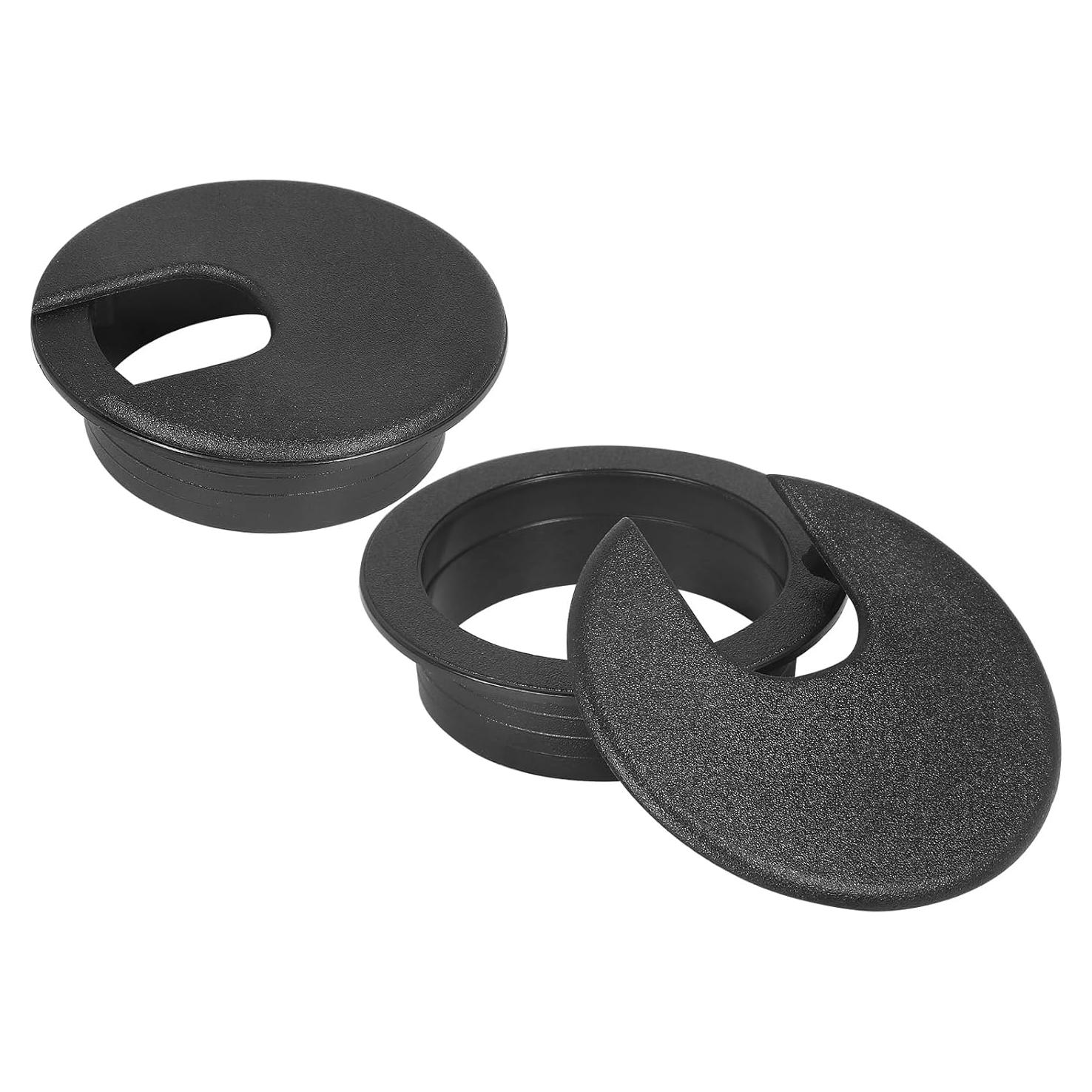 Tapón de Escritorio Negro JTemgle 50mm Organizador de Cables 2 Piezas