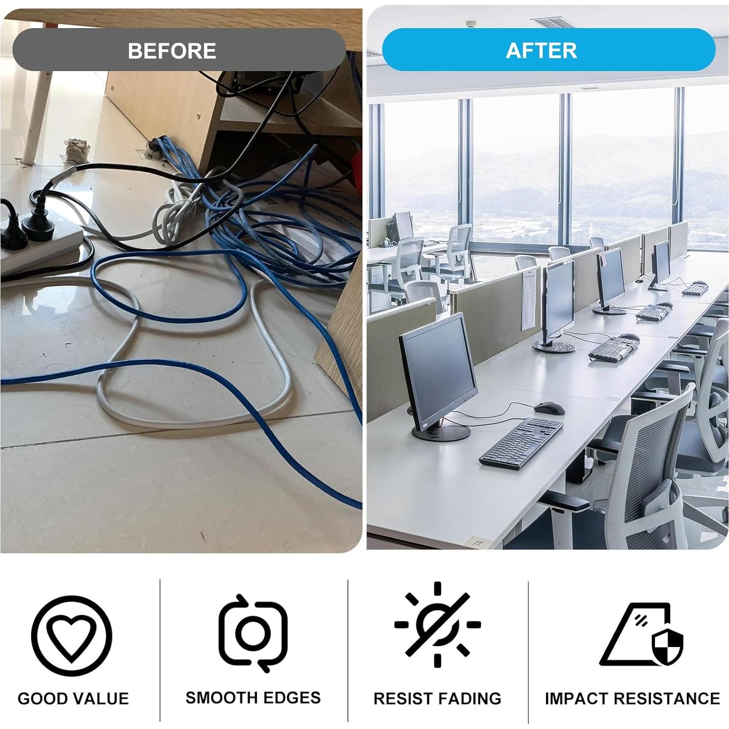 Tapón de Escritorio Negro JTemgle 50mm Organizador de Cables 2 Piezas