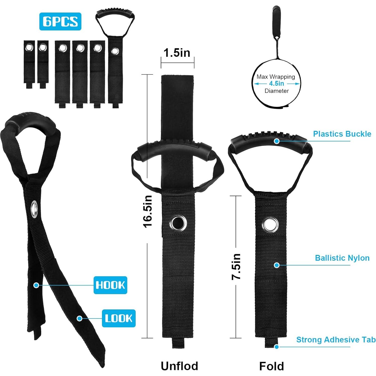 Correas de Almacenamiento Casleevf 6-Pack Nylon Negro