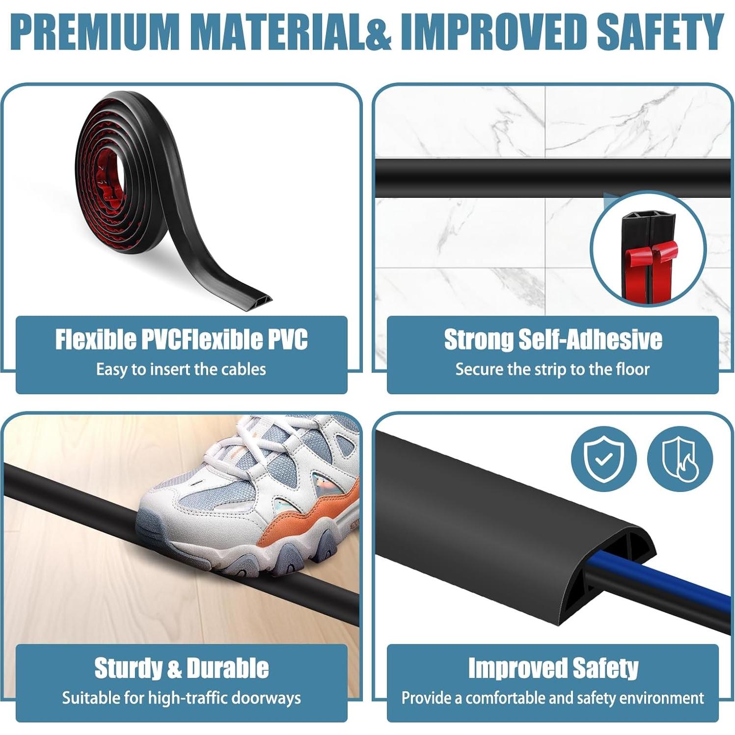 Cubierta de Cables Autoadhesiva JAHOMFAI 3.66m Madera Nogal