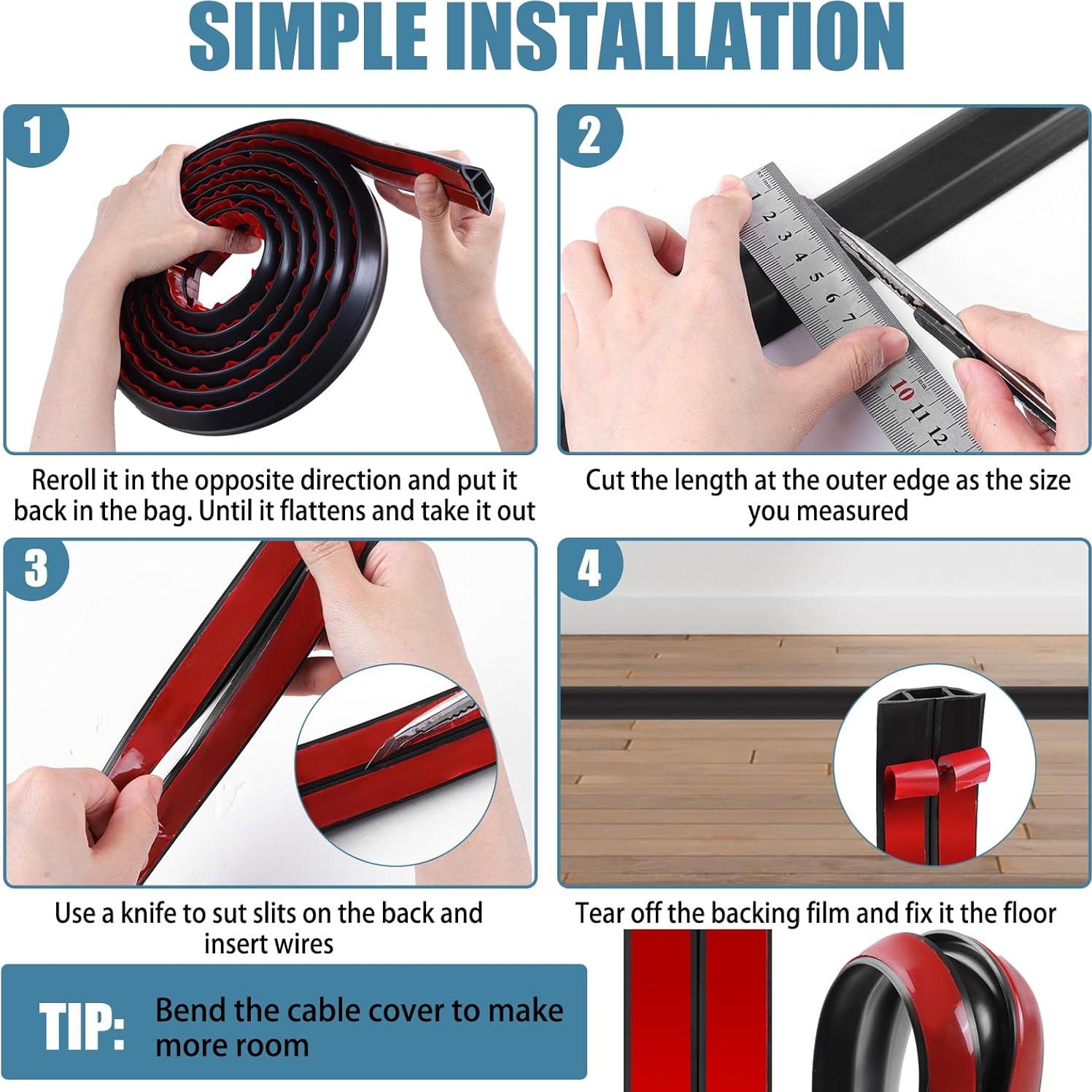 Cubierta de Cables Autoadhesiva JAHOMFAI 3.66m Madera Nogal