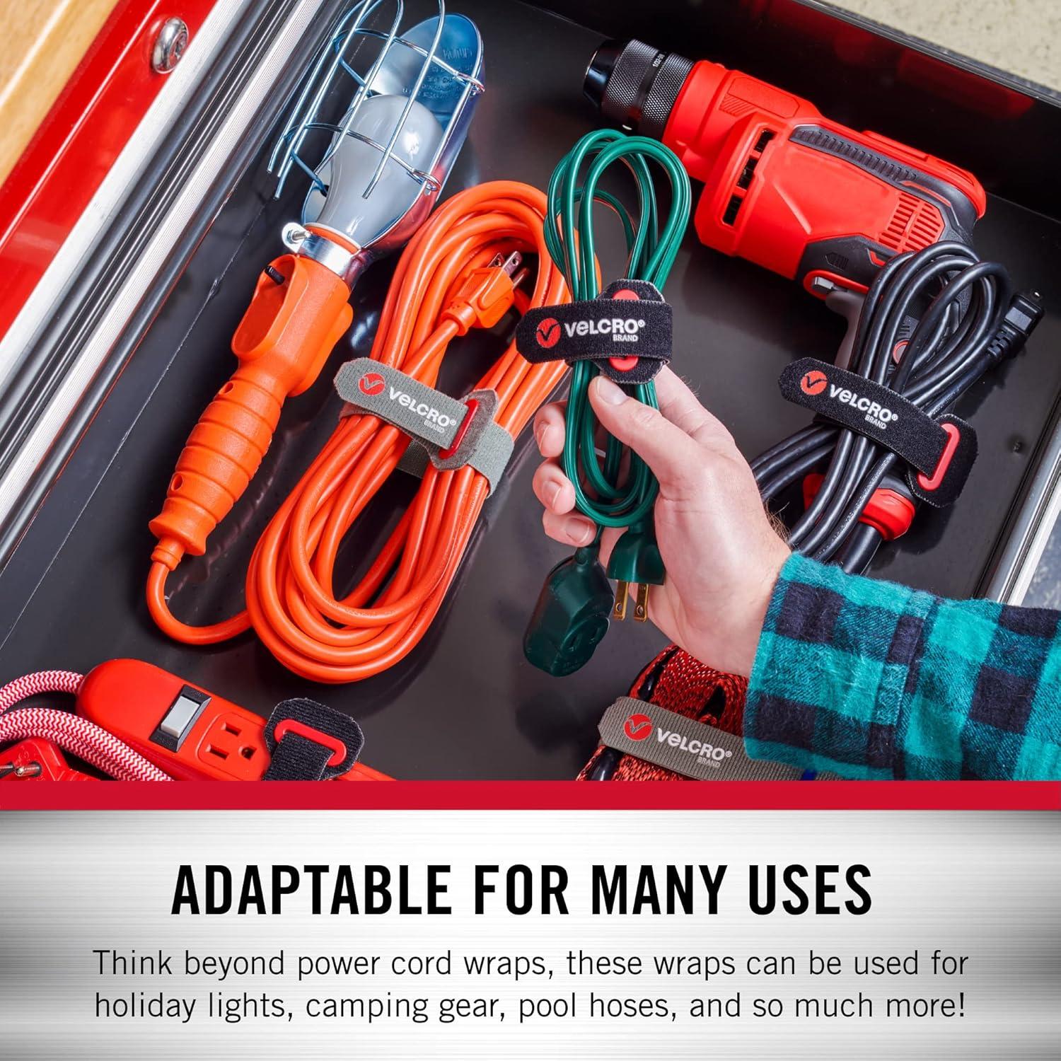 Envolturas de Cables de Poder VELCRO 16" 2Pk Negro y Gris