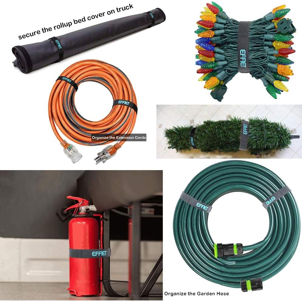 12 Correas de Sujeción EFFIET 61 cm Ajustables Gancho y Bucle