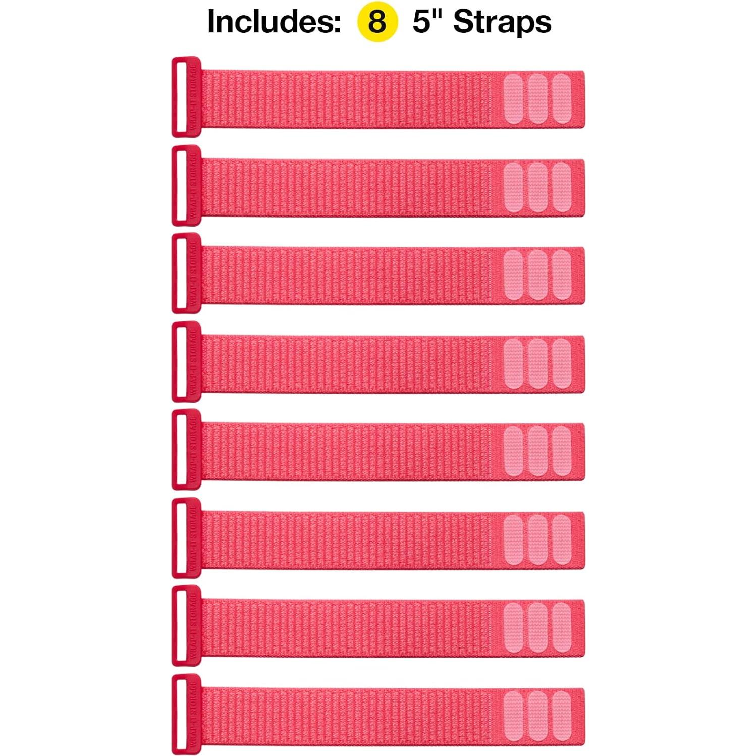 Correas de Cierre Wrap-It Storage 5" Coral 8-Pack Organizador de Cables