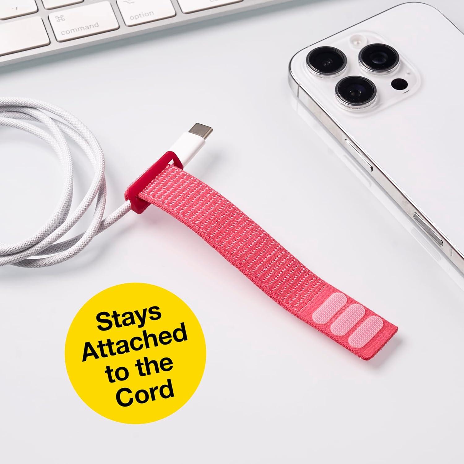 Correas de Cierre Wrap-It Storage 5" Coral 8-Pack Organizador de Cables