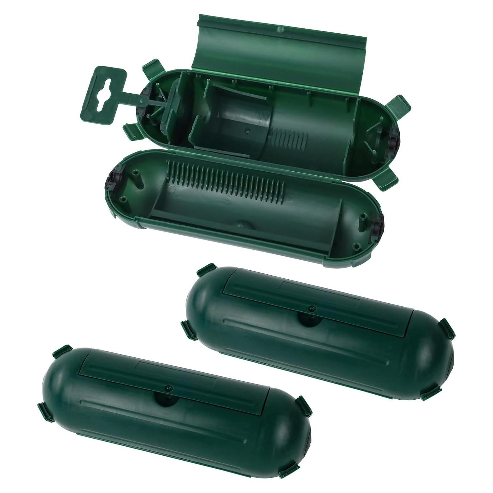 EP 3 Pack Extension Cord Safety Cover - Indoor Outdoor Waterproof Seal Housing for AWG 12/14/16 Cords - Protect Holiday String Lights, Plugs, and Wires - Green