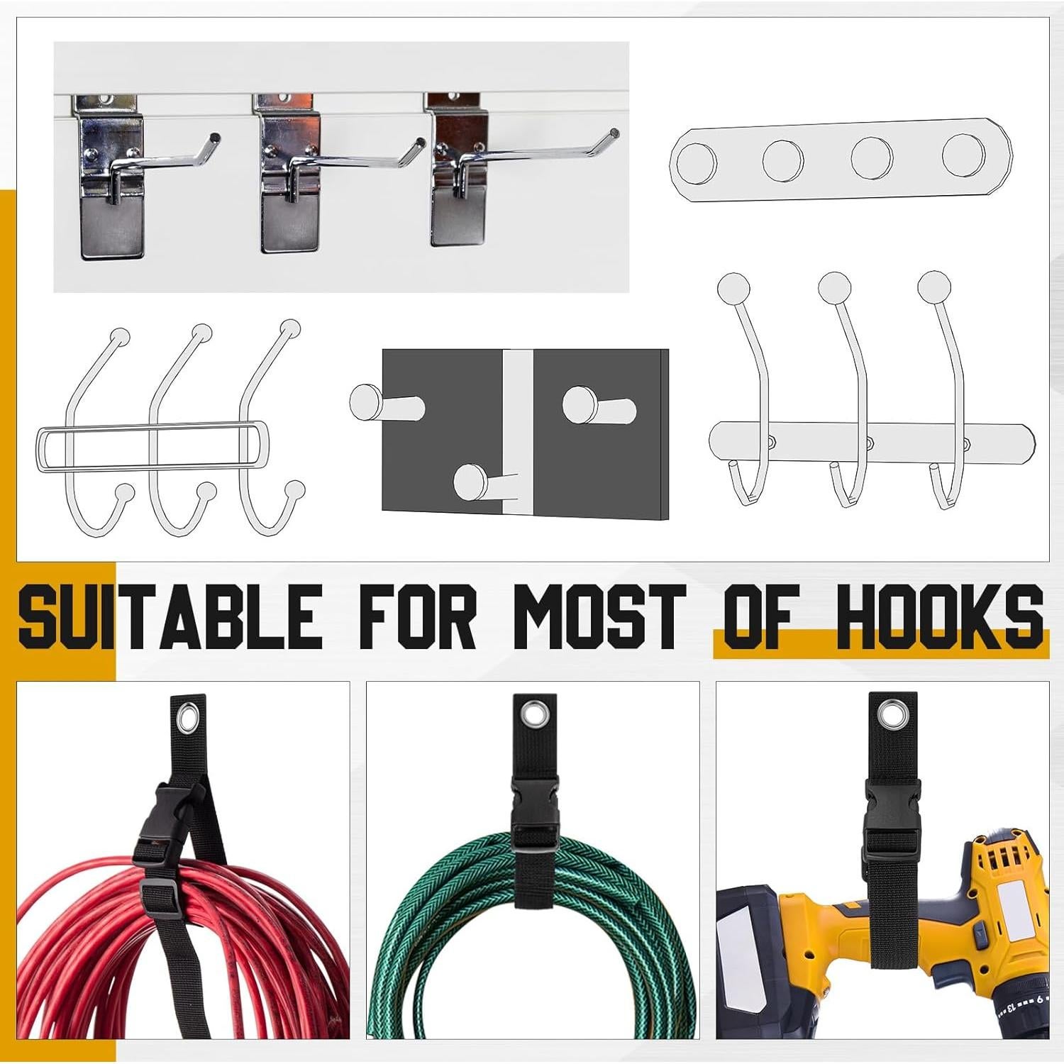 6 Soportes Organizador de Cables Ajustables Wowangce 43 cm