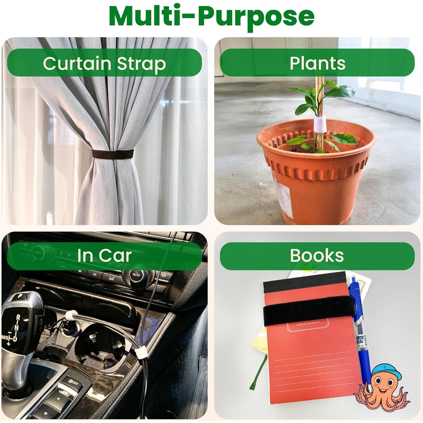 Cinta de Velcro Doble Cara ECOHomes 2.54 cm x 9.14 m Negra