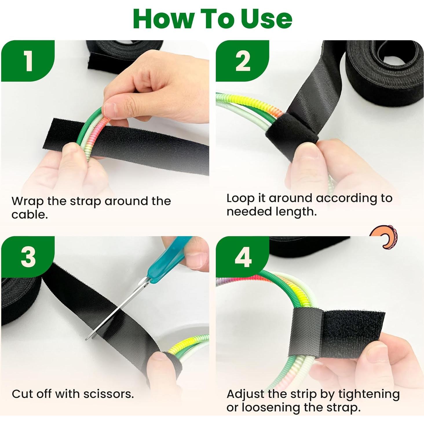 Cinta de Velcro Doble Cara ECOHomes 2.54 cm x 9.14 m Negra