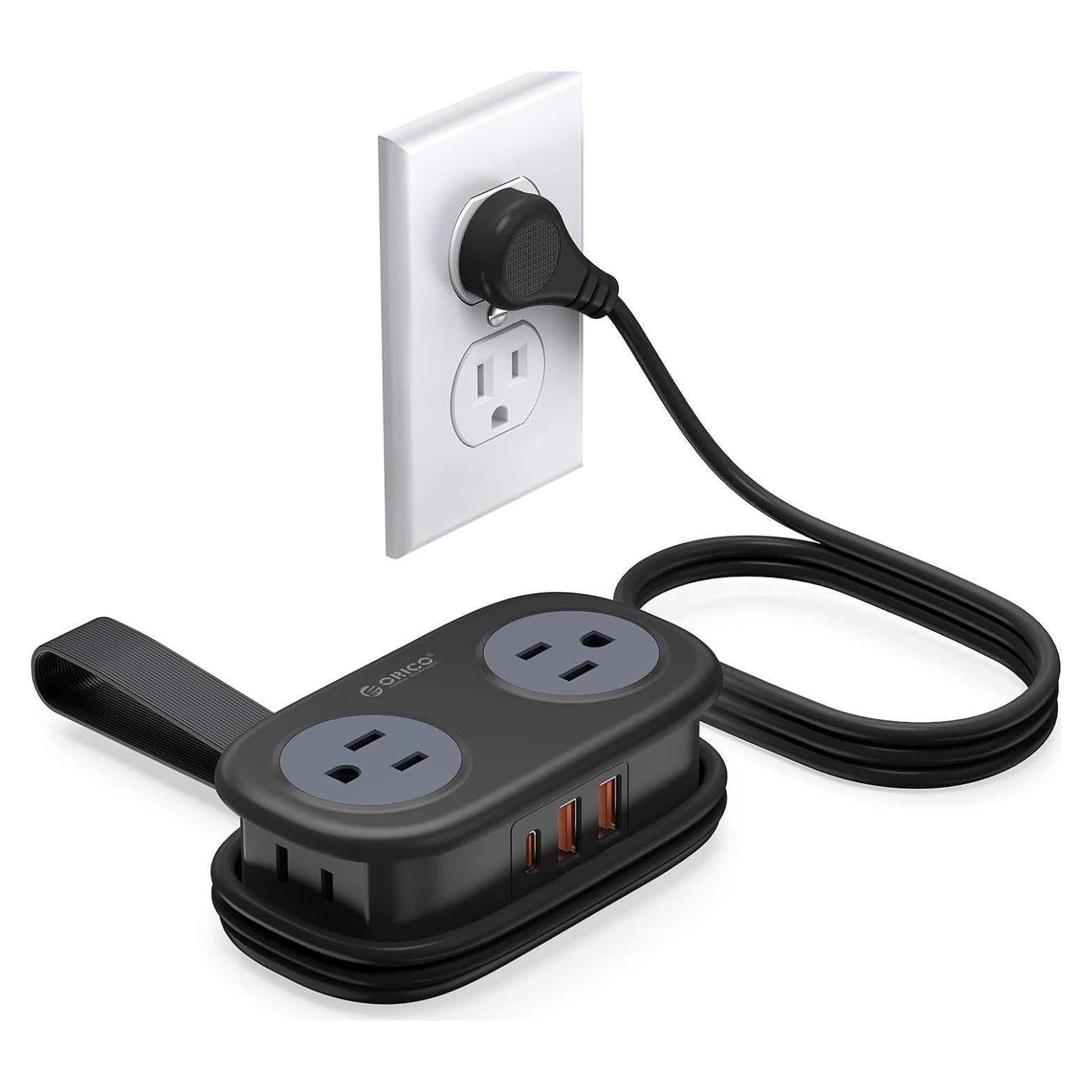 Regleta de Viaje ORICO AP3 20W 4 Salidas AC 3 USB Negro