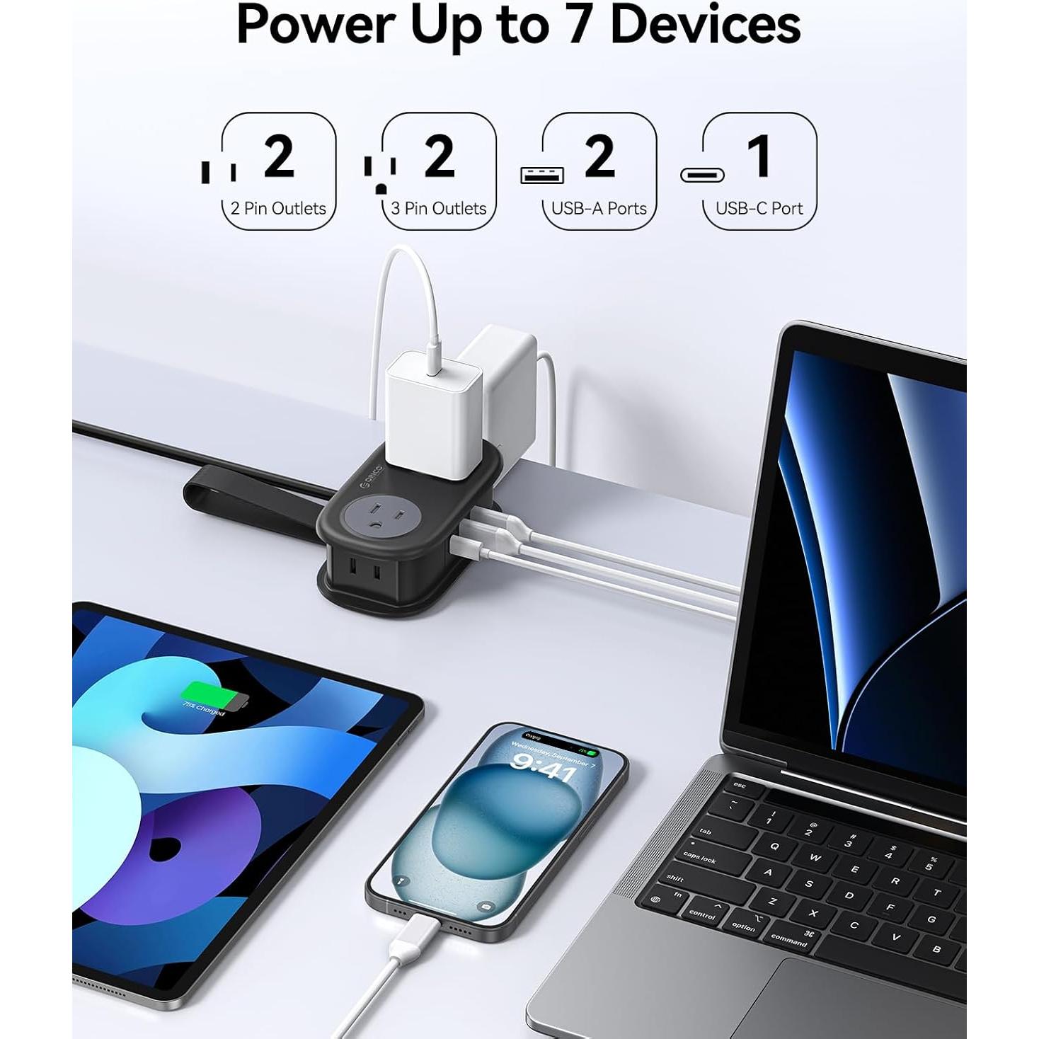 Regleta de Viaje ORICO AP3 20W 4 Salidas AC 3 USB Negro