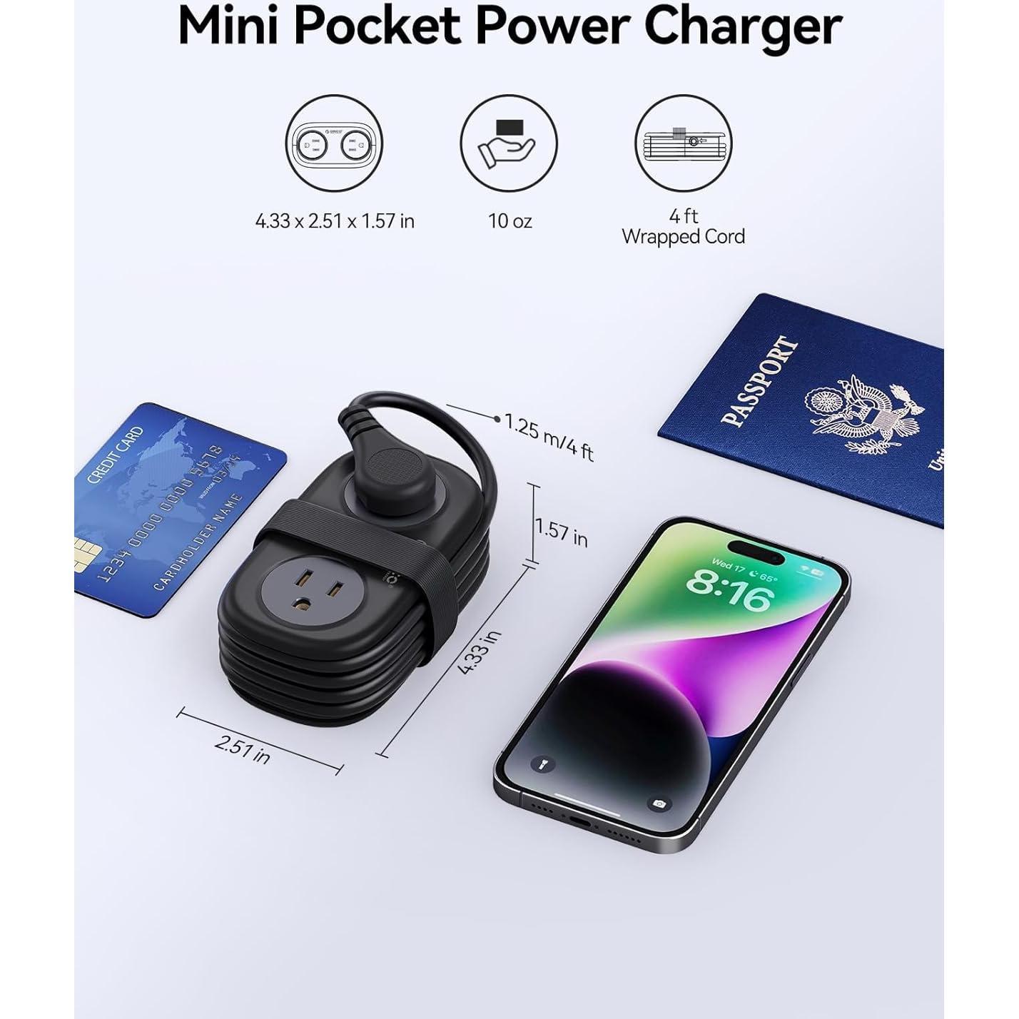 Regleta de Viaje ORICO AP3 20W 4 Salidas AC 3 USB Negro