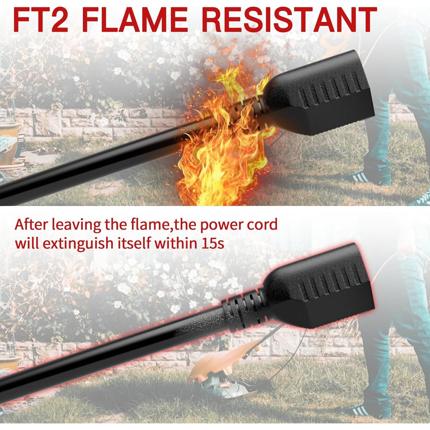 Cable de Extensión 25FT 16AWG Negro Impermeable 13A 1625W