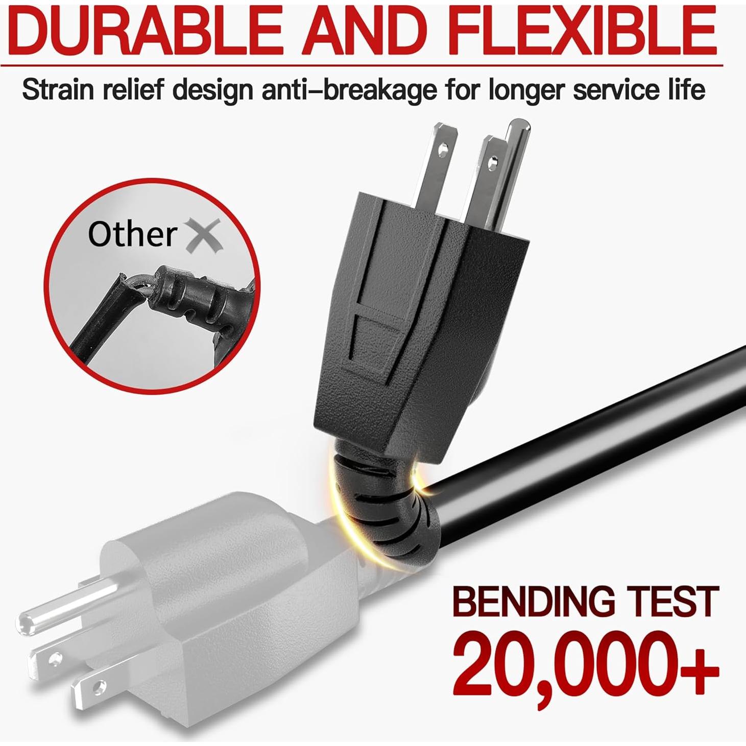 Cable de Extensión 25FT 16AWG Negro Impermeable 13A 1625W