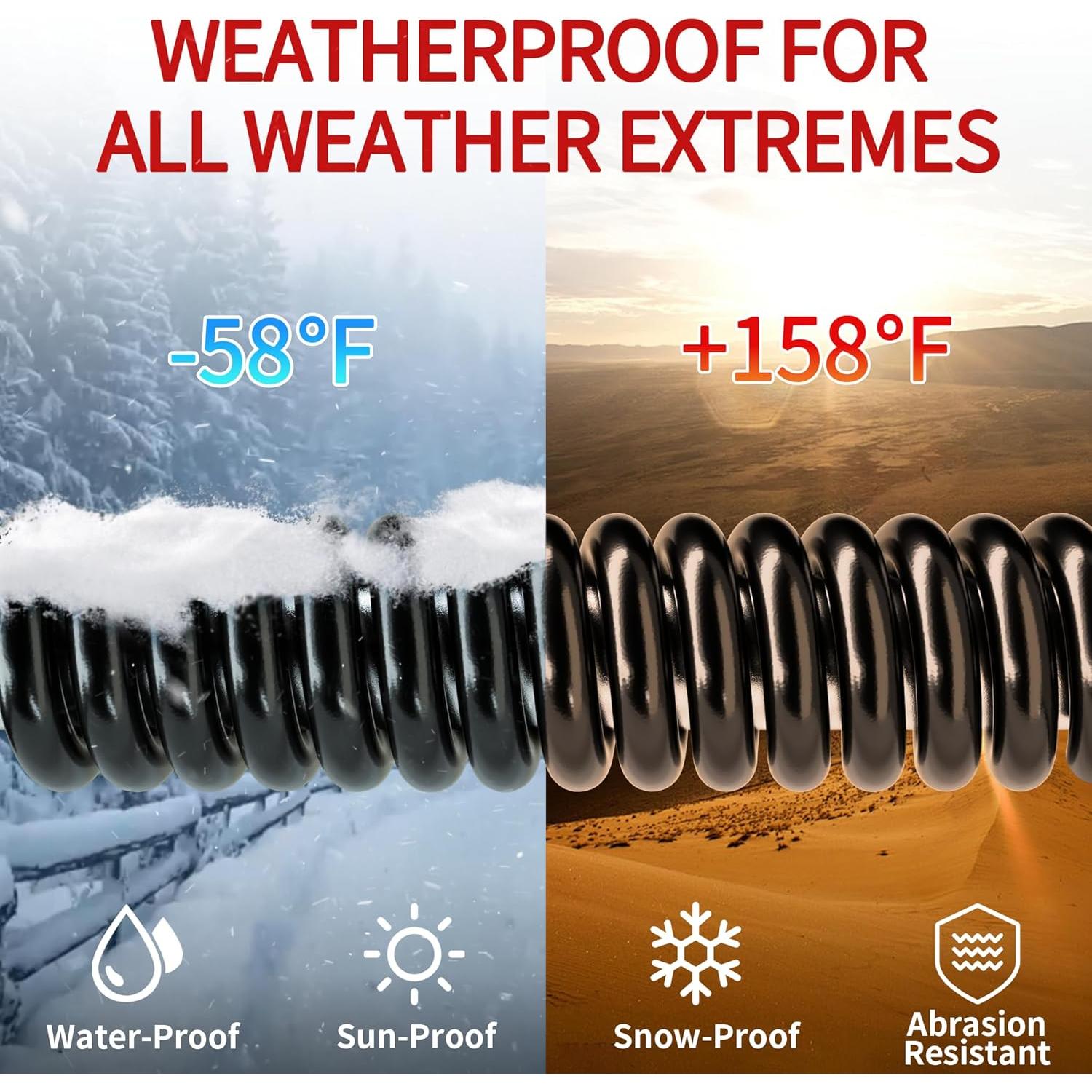 Cable de Extensión 25FT 16AWG Negro Impermeable 13A 1625W