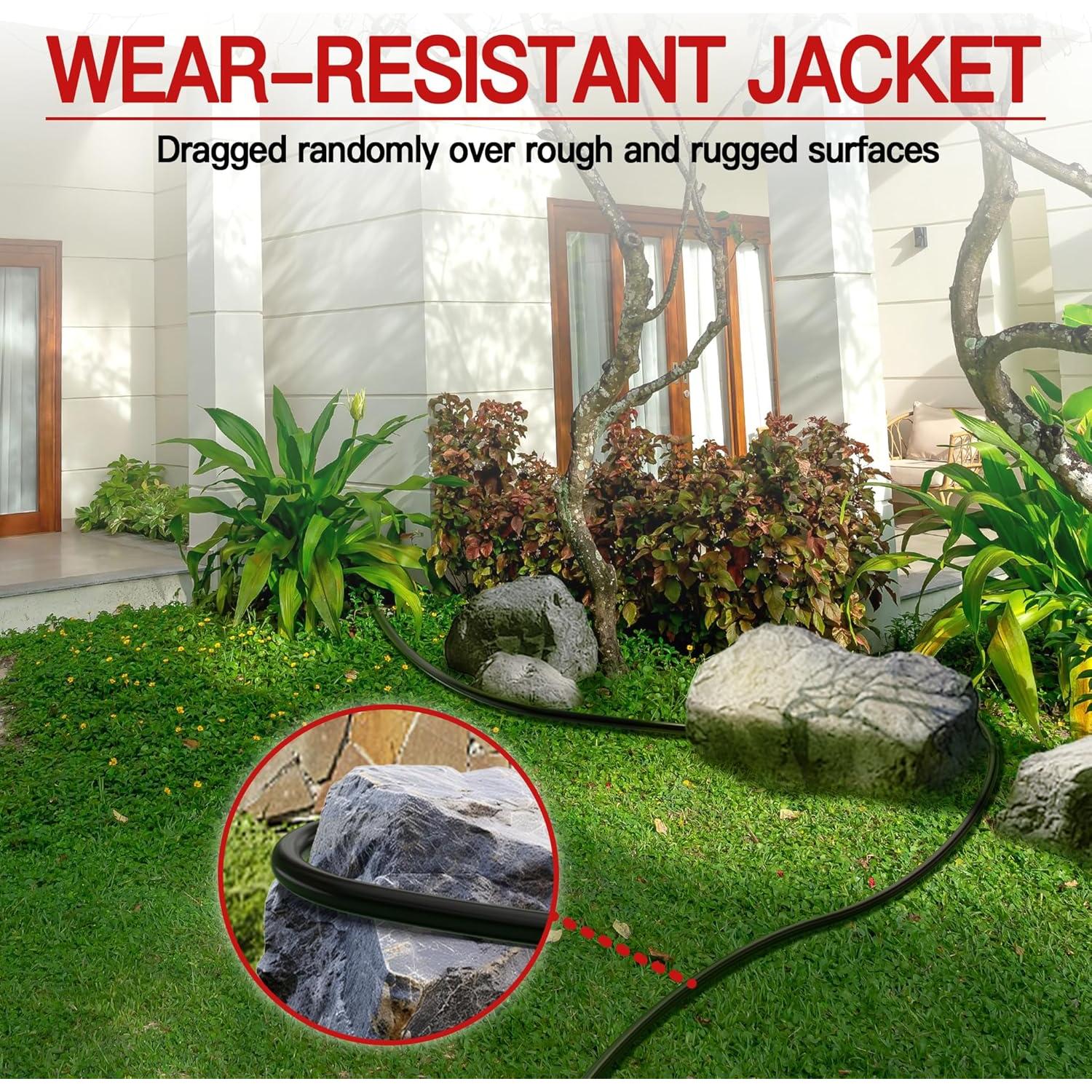 Cable de Extensión 25FT 16AWG Negro Impermeable 13A 1625W