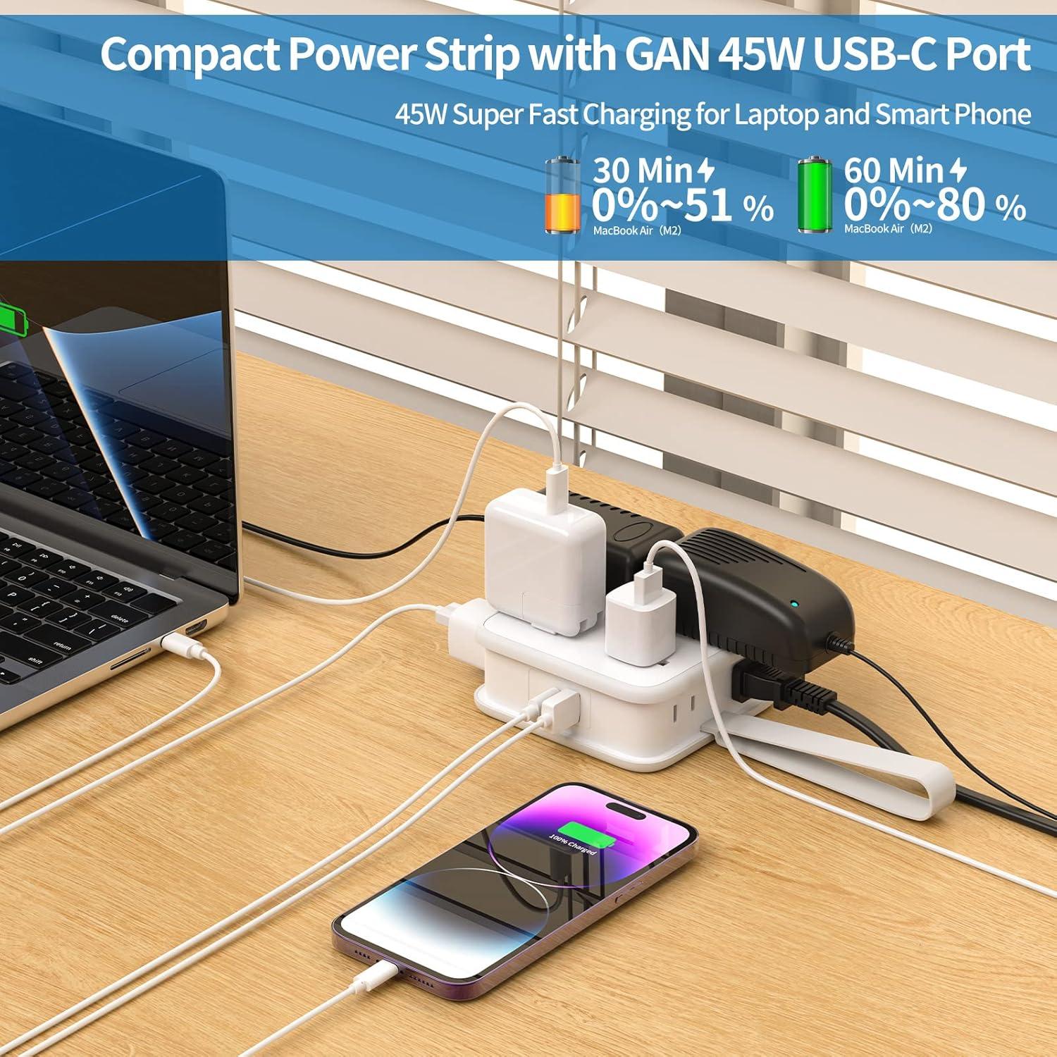 Regleta de Enchufes NTONPOWER 45W USB-C 8 Salidas 1.5m