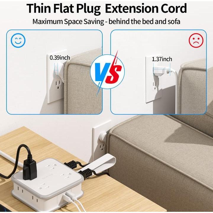 Regleta de Enchufes NTONPOWER 45W USB-C 8 Salidas 1.5m