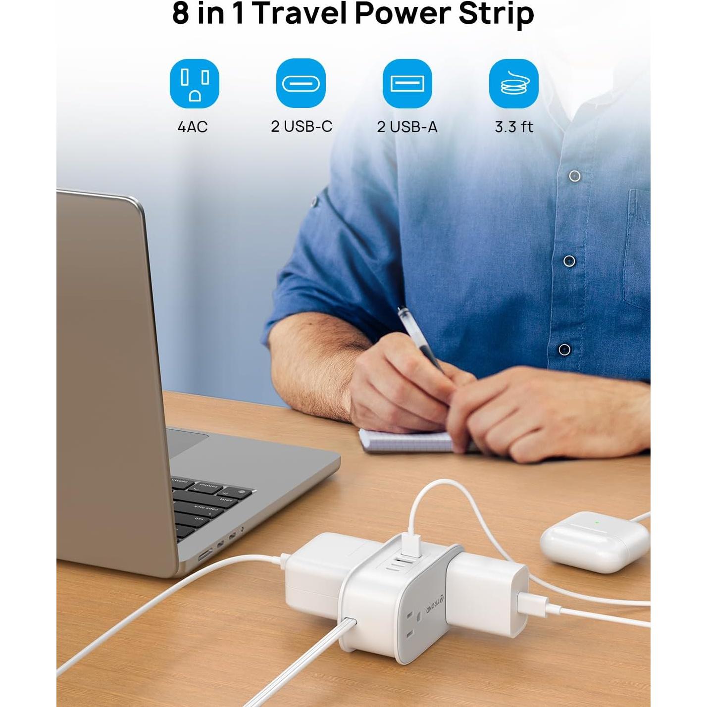 Regleta de Enchufes TROND 1.0m con 4 Salidas y 4 USB