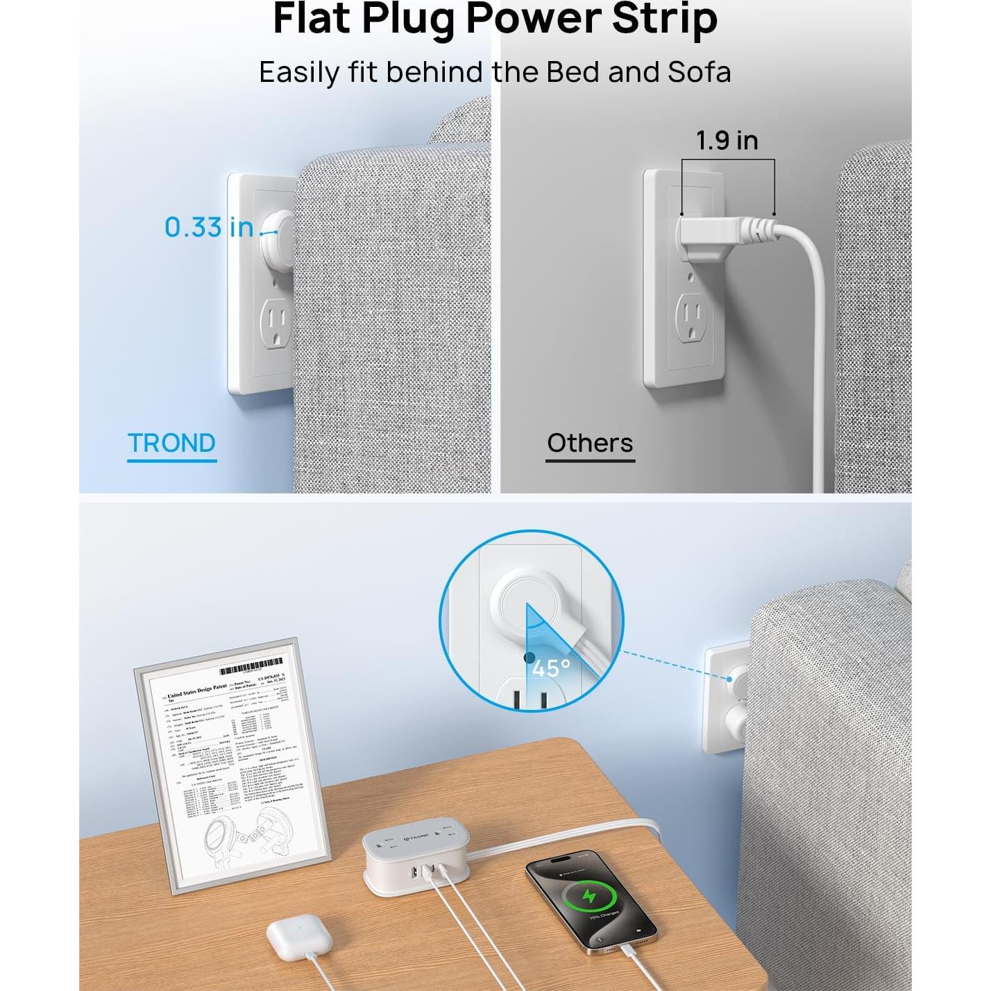 Regleta de Enchufes TROND 1.0m con 4 Salidas y 4 USB