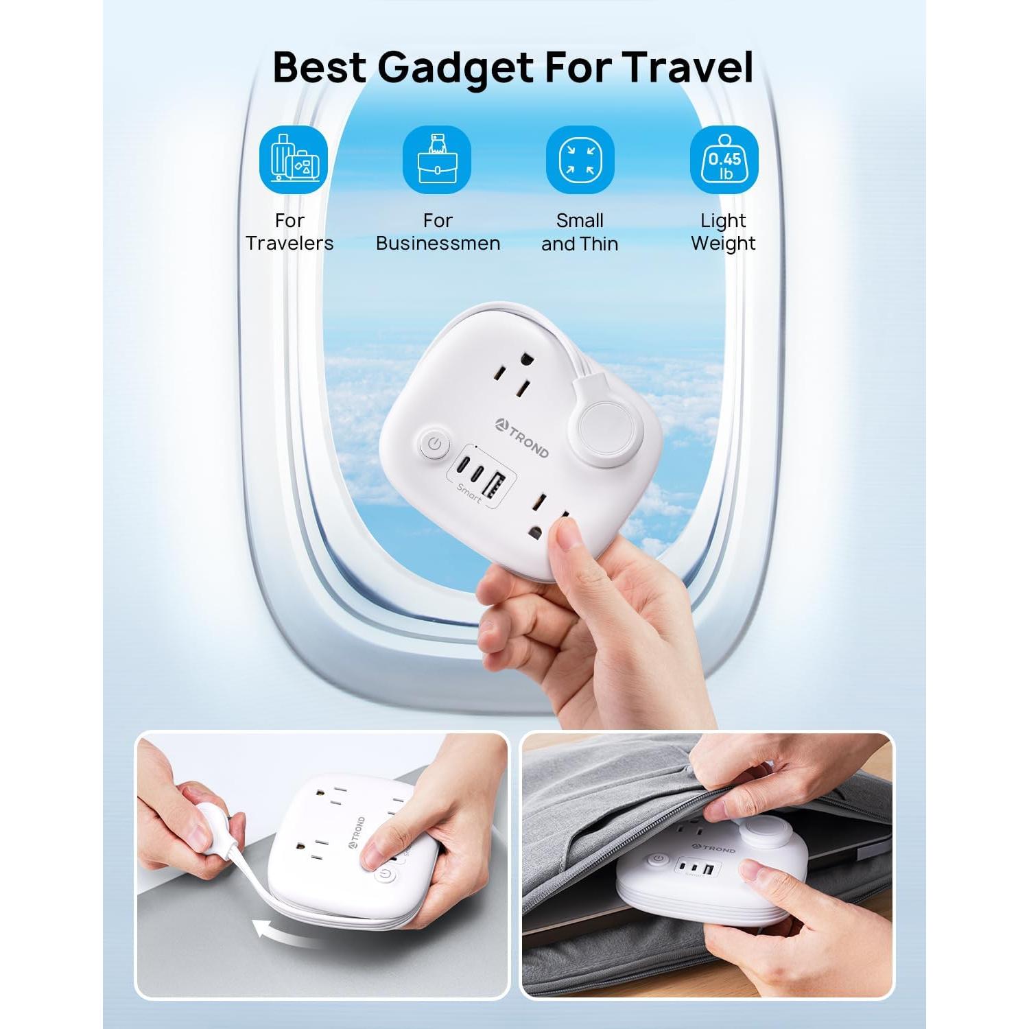 Regleta de Enchufes TROND TD-PS-US19 con 3 Salidas AC y 3 Puertos USB