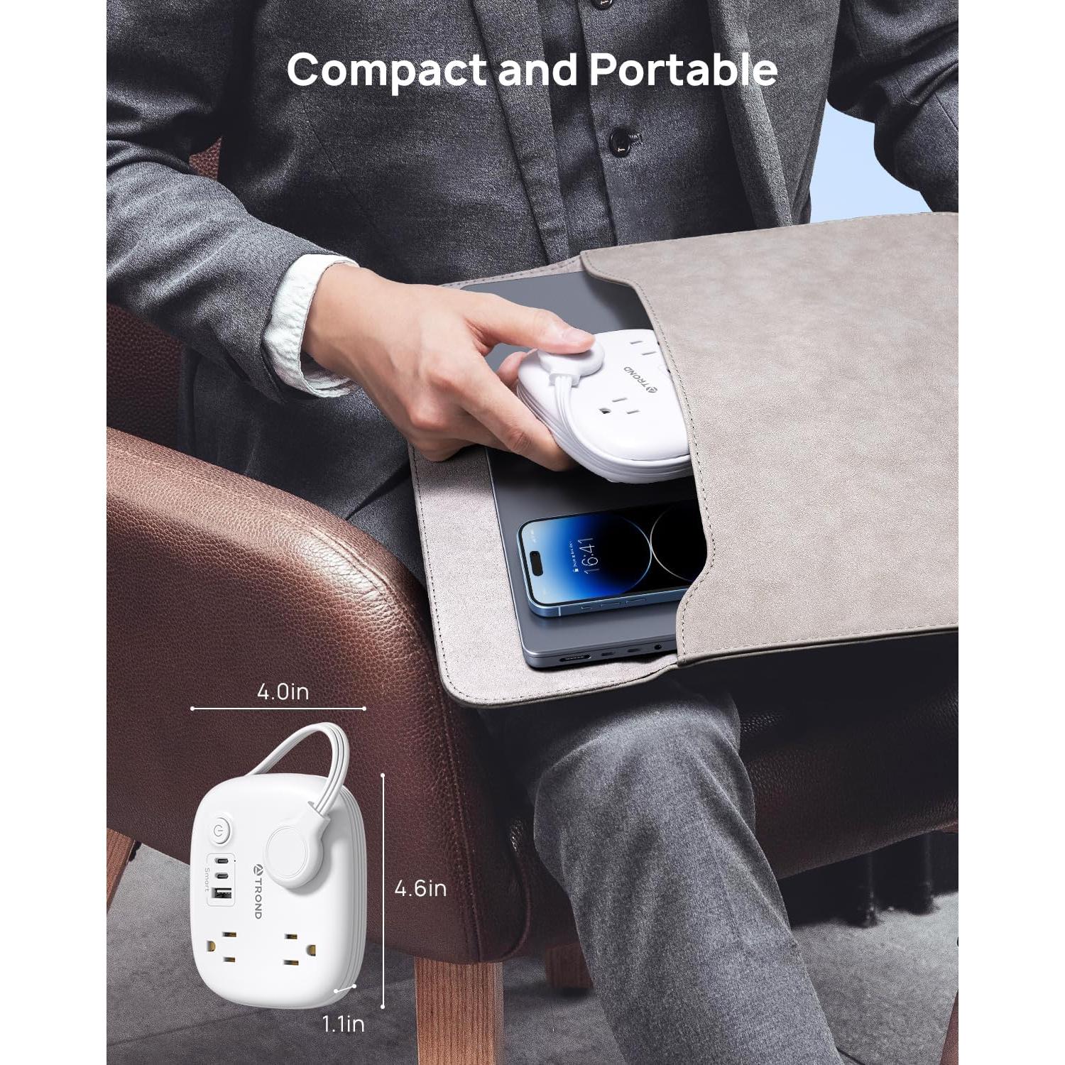 Regleta de Enchufes TROND TD-PS-US19 con 3 Salidas AC y 3 Puertos USB