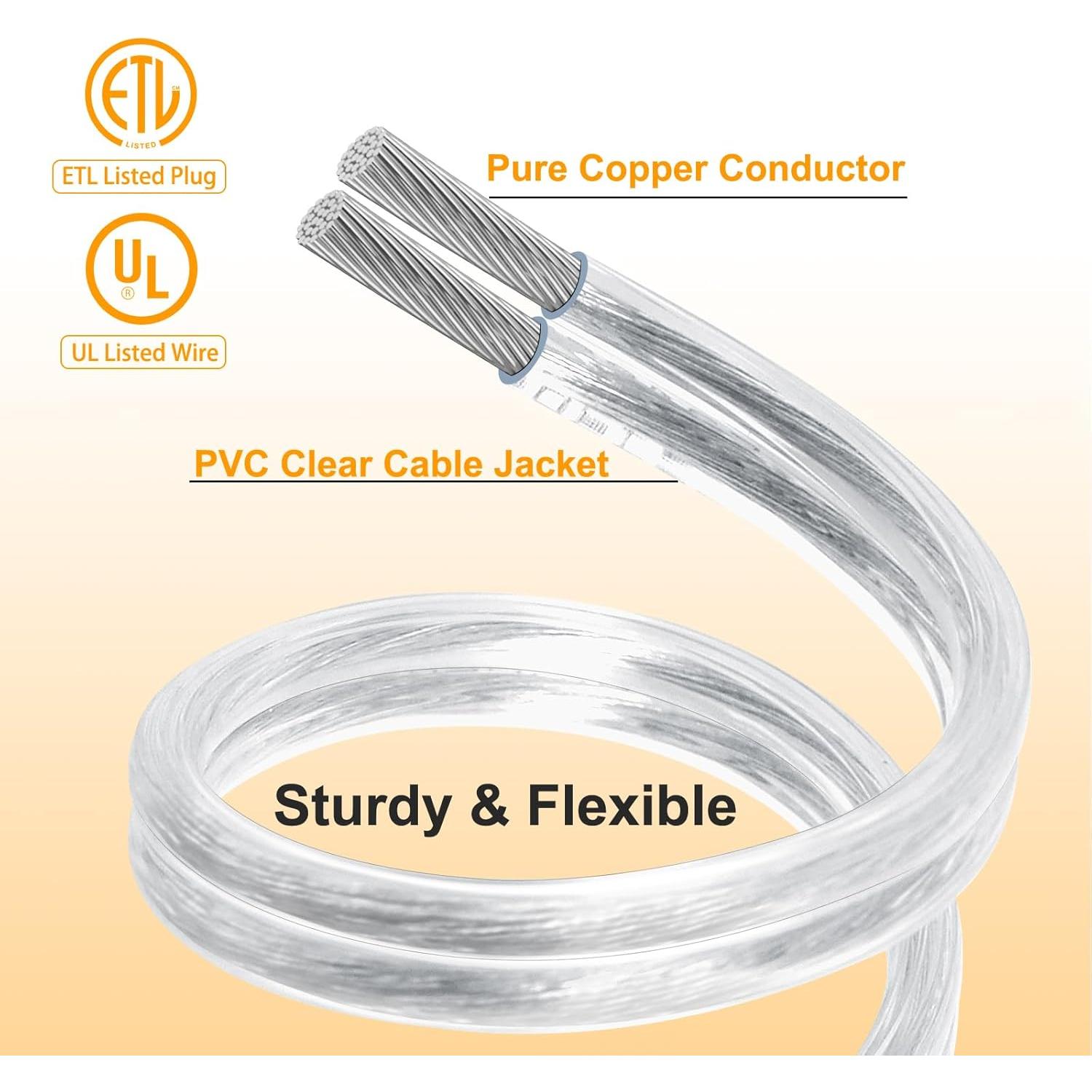 Paquete de 2 Cables de Extensión Cortos Transparentes 1 Pie