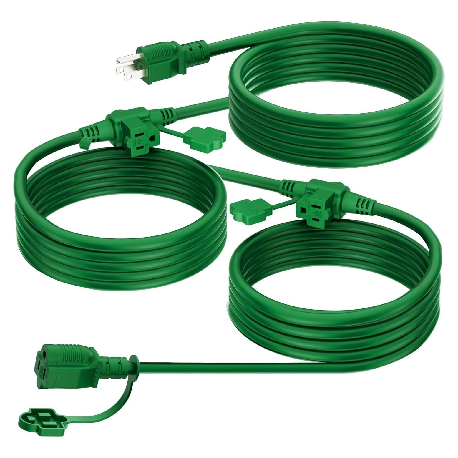 Cable de Extensión Exterior K KASONIC 7.62 m 3 Enchufes Verde