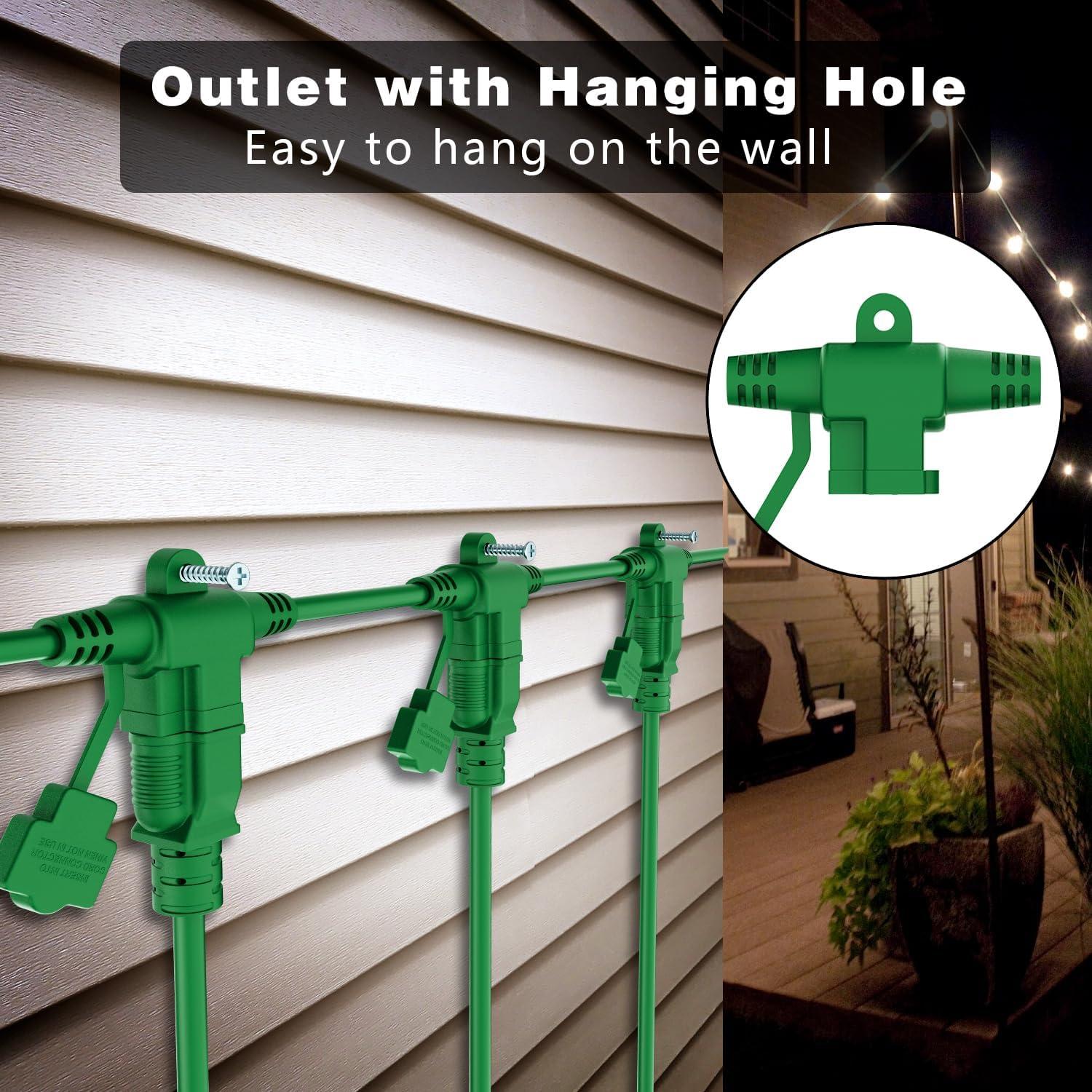 Cable de Extensión Exterior K KASONIC 7.62 m 3 Enchufes Verde