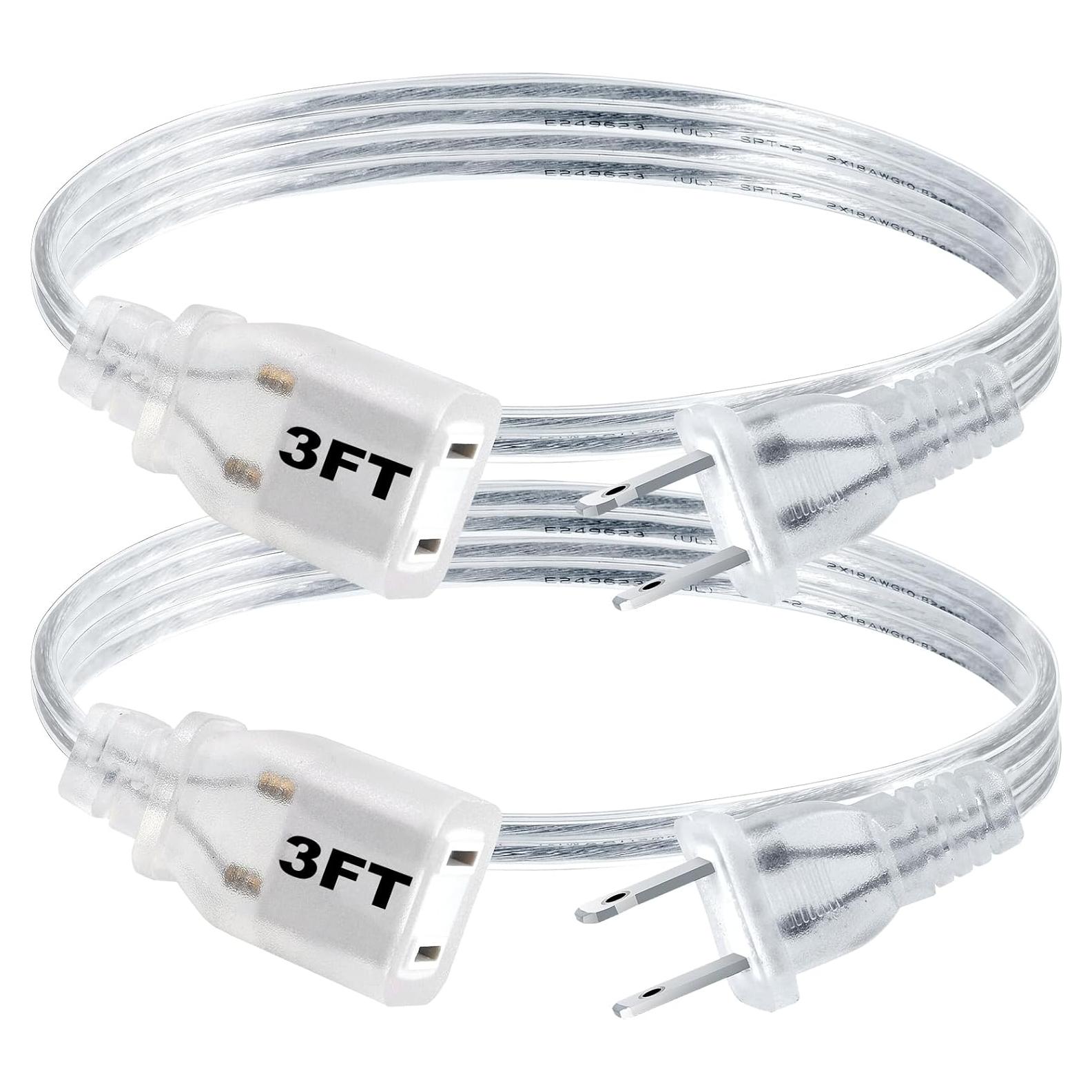 Paquete de 2 Cables de Extensión Rkoyes 0.91 m 18 AWG UL