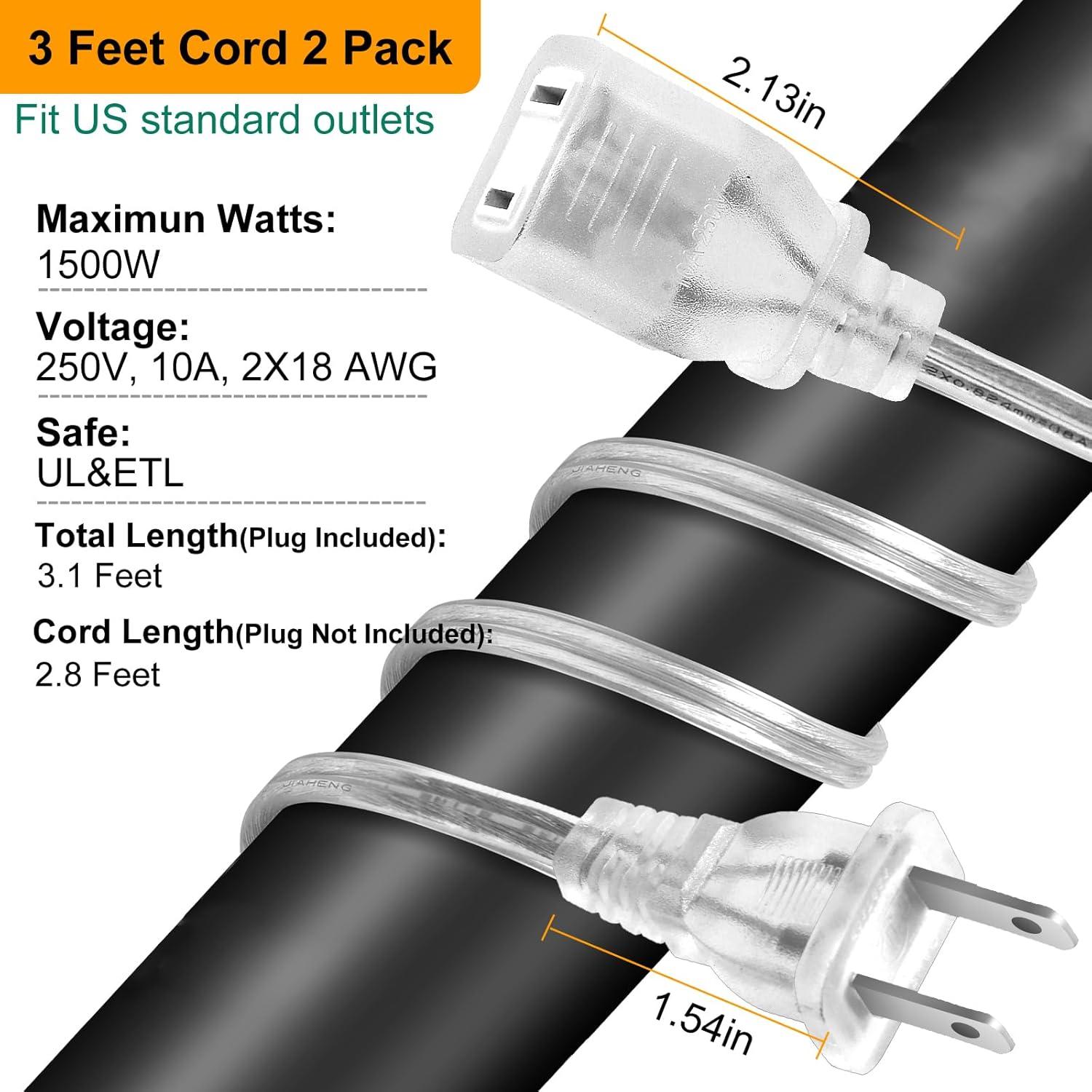Paquete de 2 Cables de Extensión Rkoyes 0.91 m 18 AWG UL