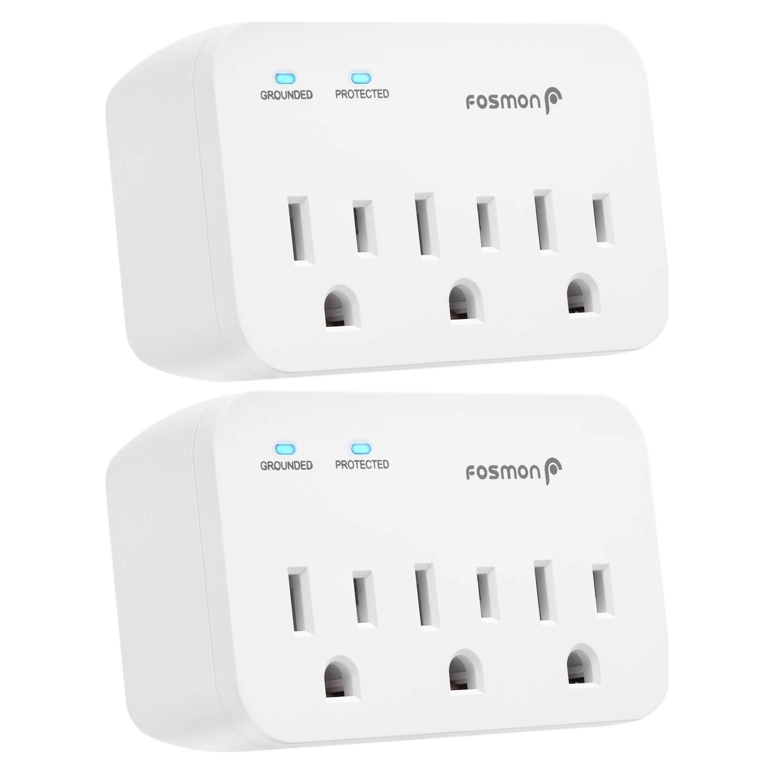 Protector de Sobretensión Fosmon 3 Salidas 1200J Paquete de 2