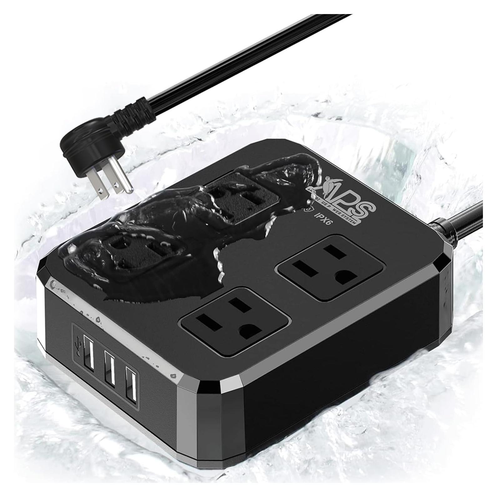 Regleta de Poder IPX6 Qiyuan 4 Salidas 3 USB 1.83m 1875W