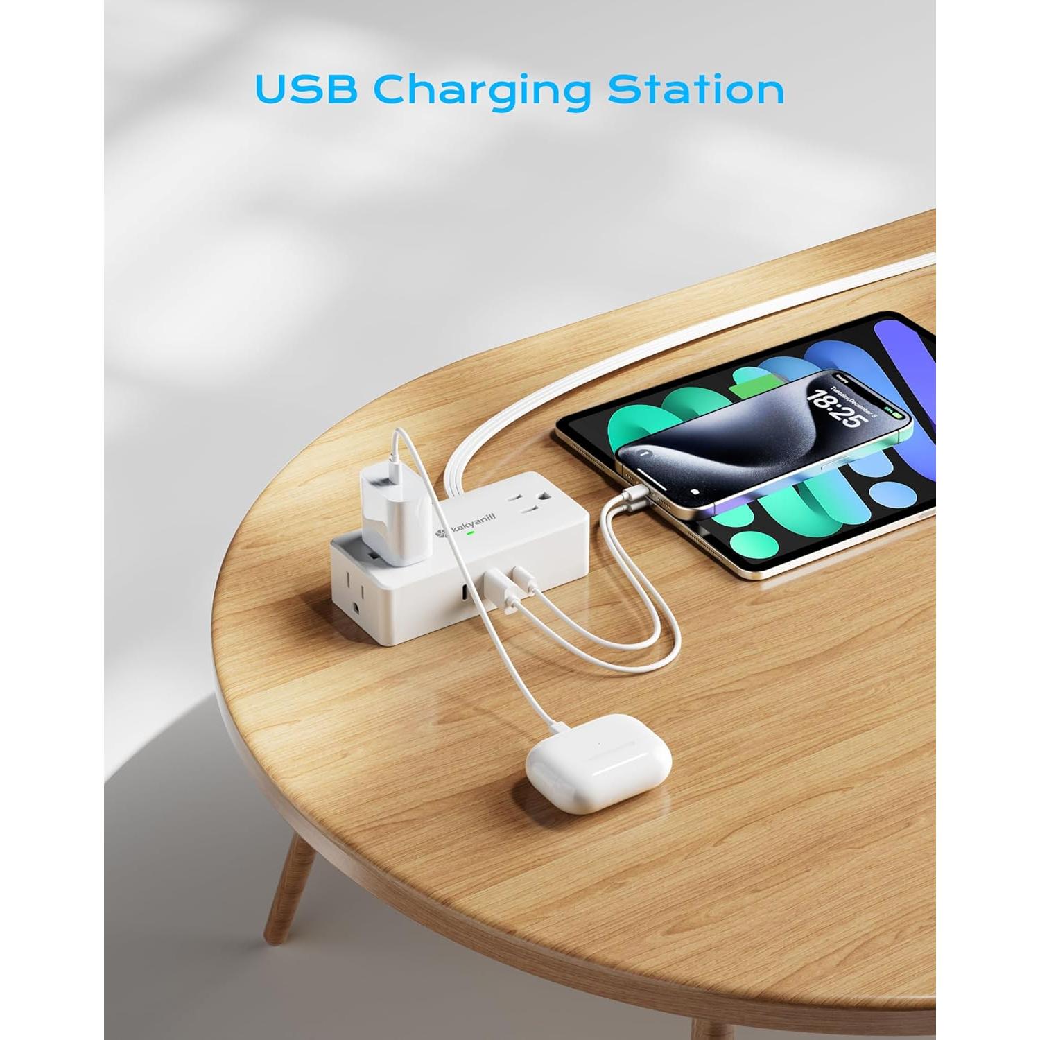 Protector de Sobretensión Kakyanill 4 Salidas 3 USB 900 Julios